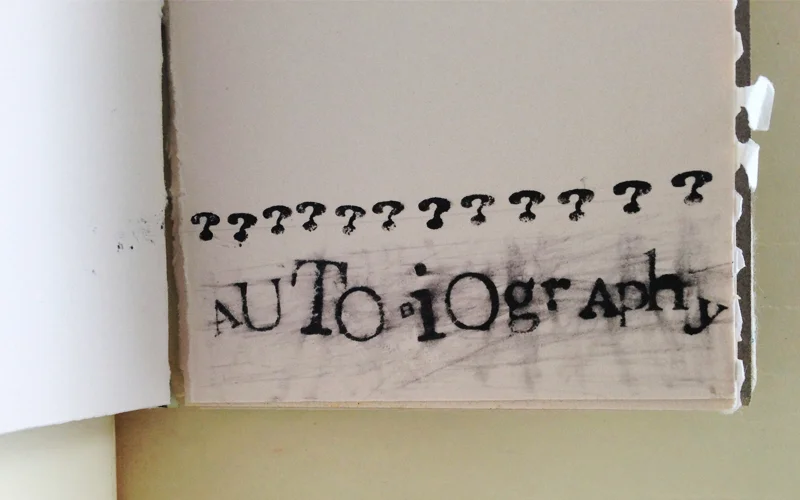 artist book > page from an autobiographical observation (work in progress)