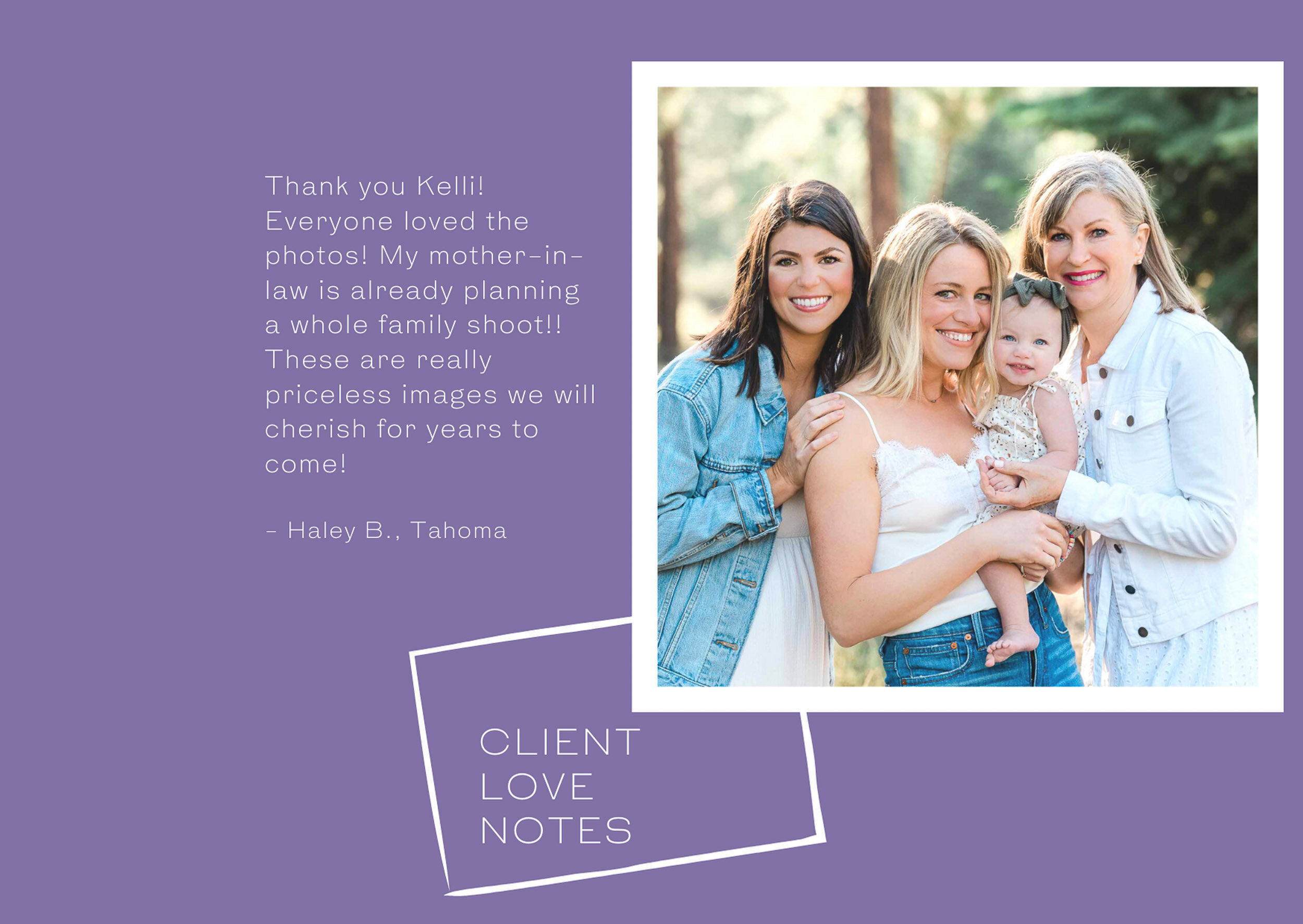 Client appreciation for their Family photos.