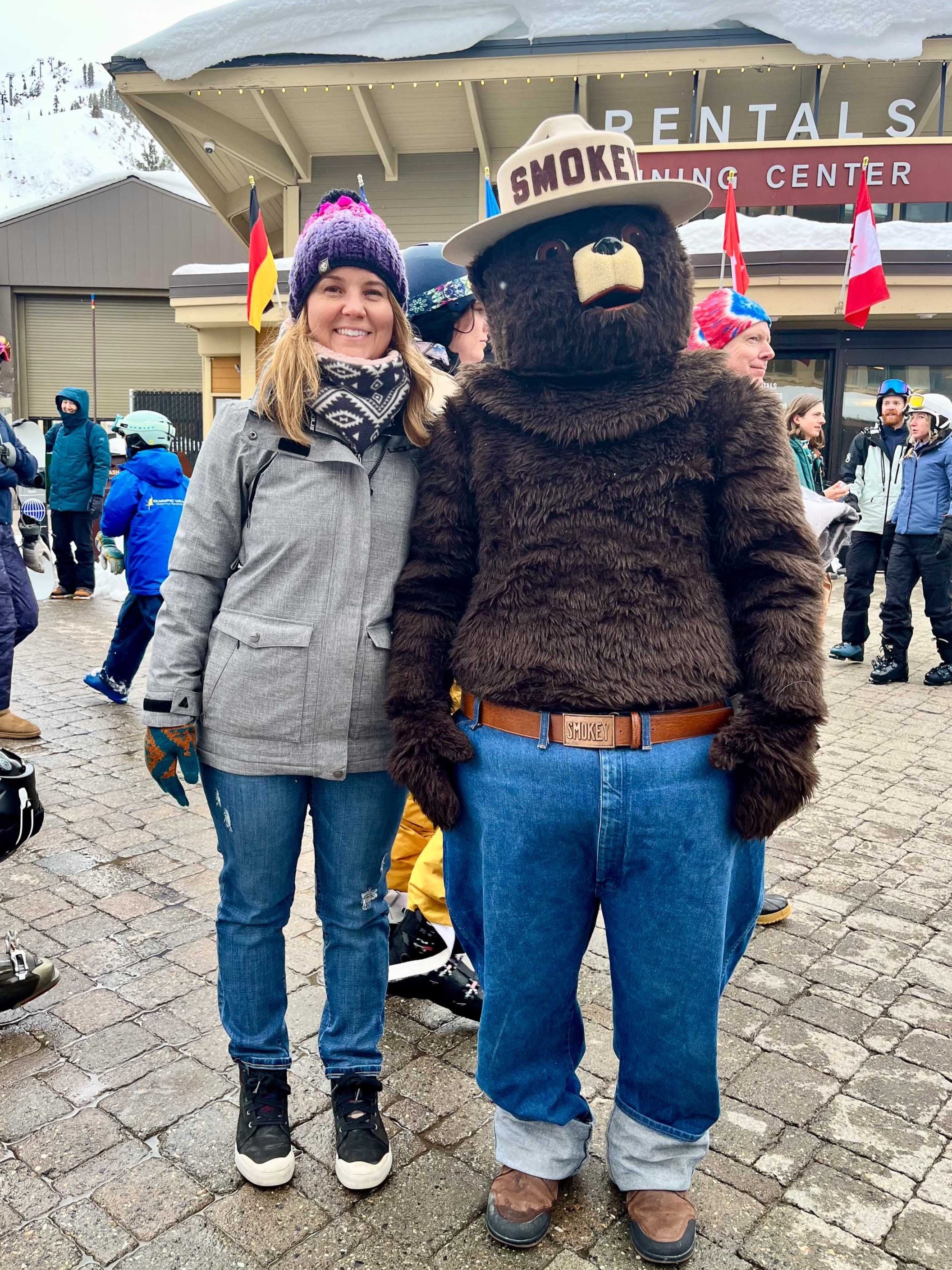 At home in Truckee, California with Smokey the Bear!