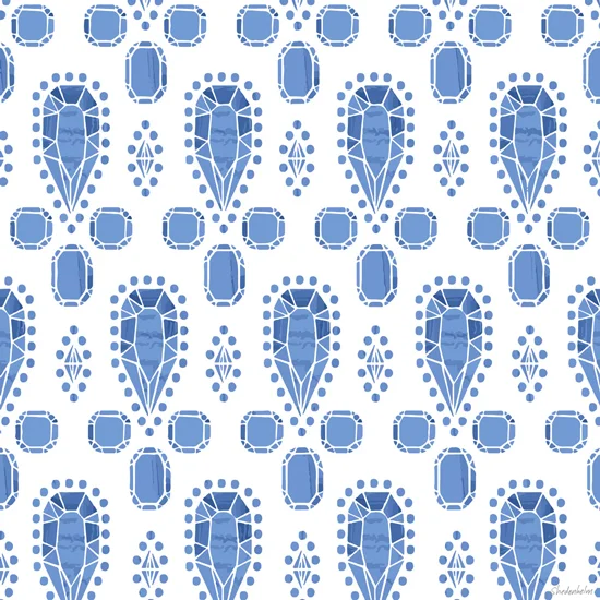 Gems and Jewels Pattern, Light Blue