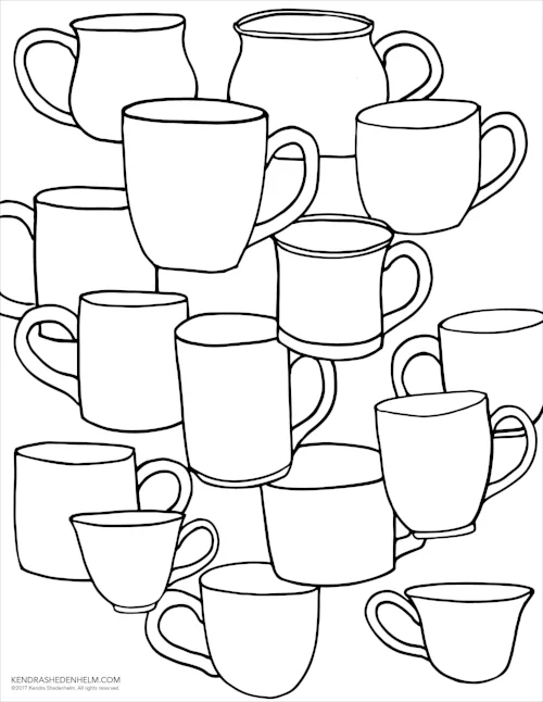 Cups drawing, free download available here