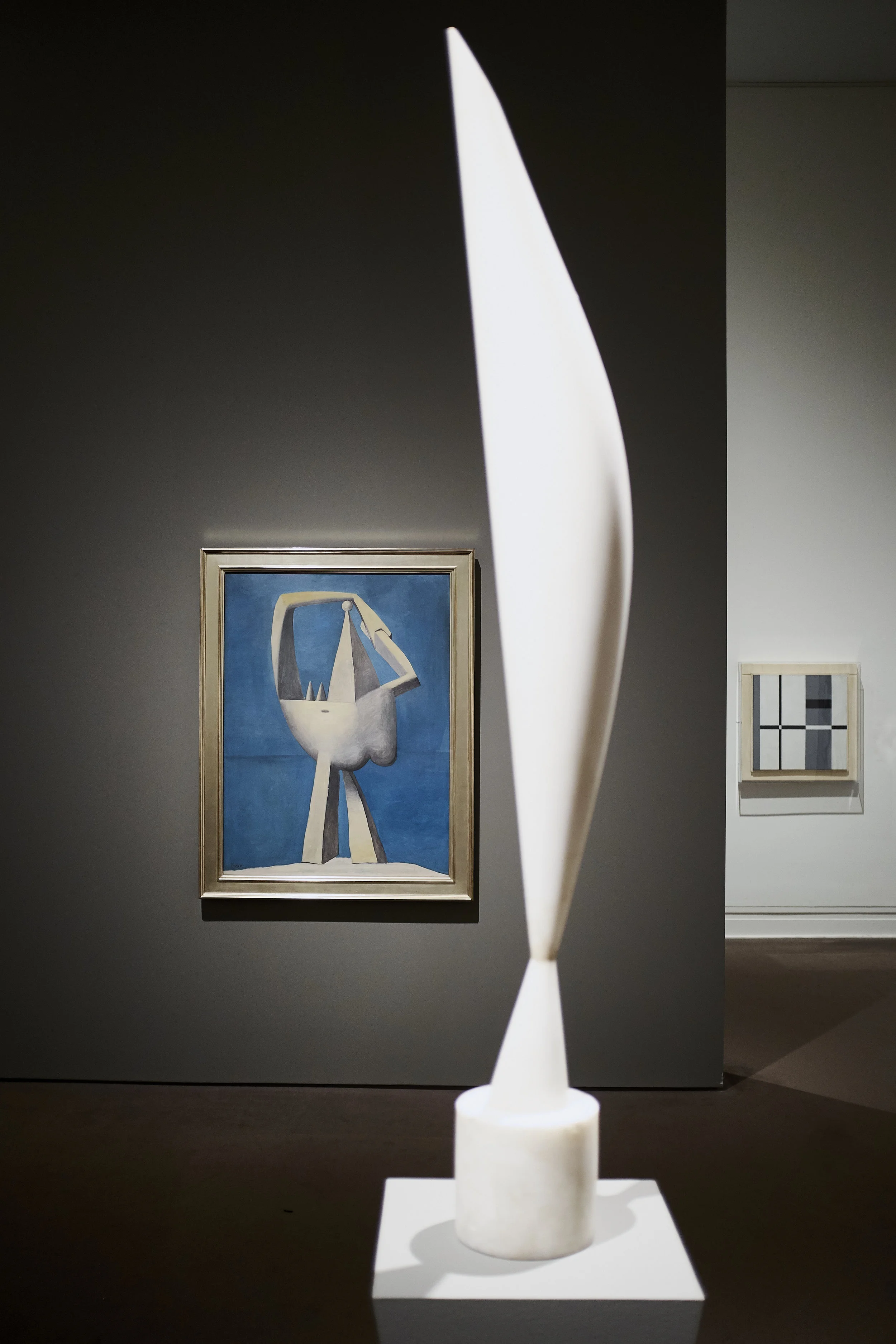 Constantin Brancusi, Bird in Space , in front of Pablo Picasso’s Nude Standing by the Sea and Burgoyne Diller’s Second Theme