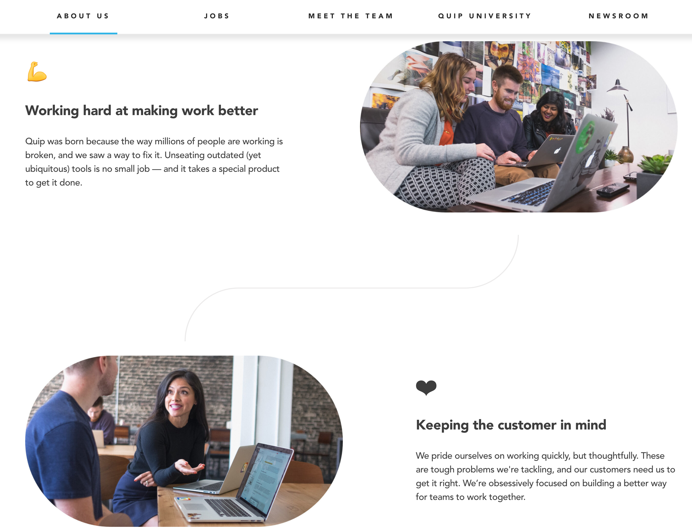 Quip "About Us" redesign