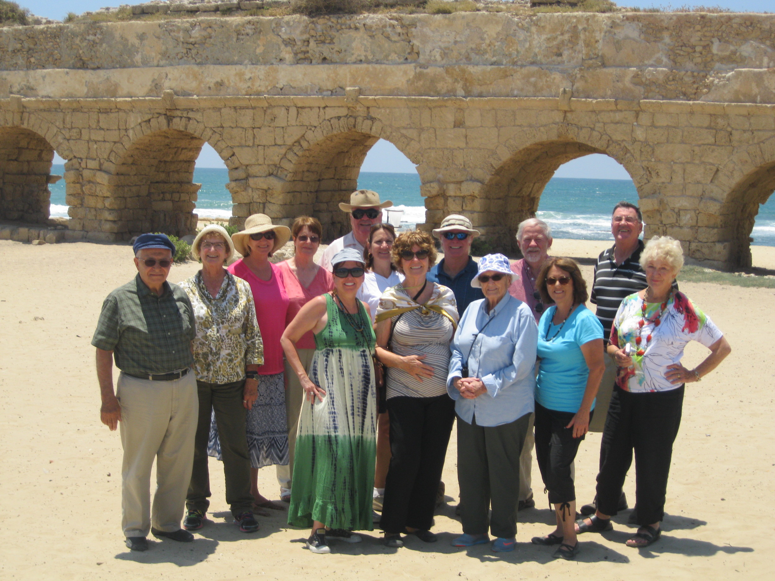 Group photo at Caesarea by the Sea Aquaduct