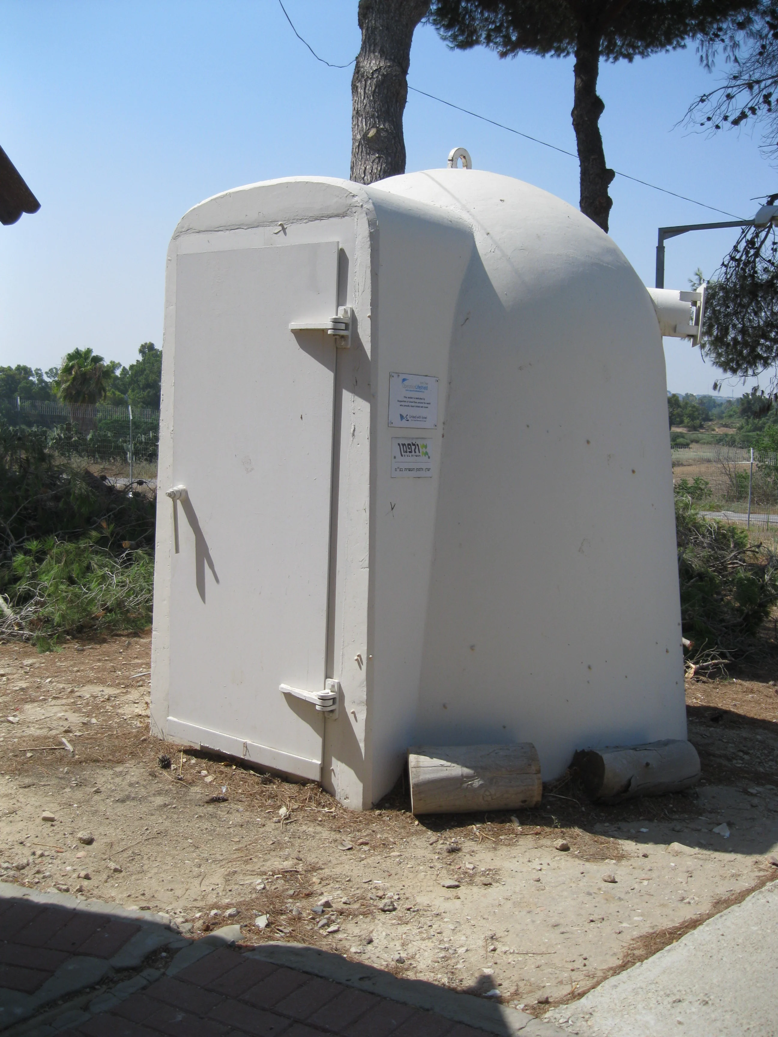 One of the existing smaller bomb shelters at the school