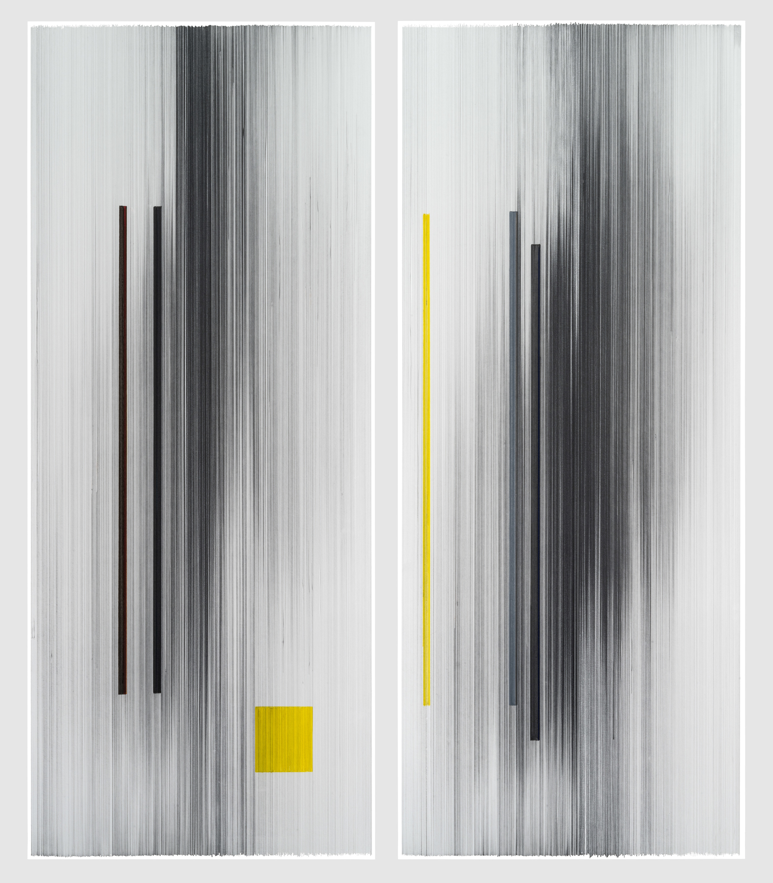    notations 15   2016 graphite and colored pencil on mat board 48 x 58 inches (two panels) 