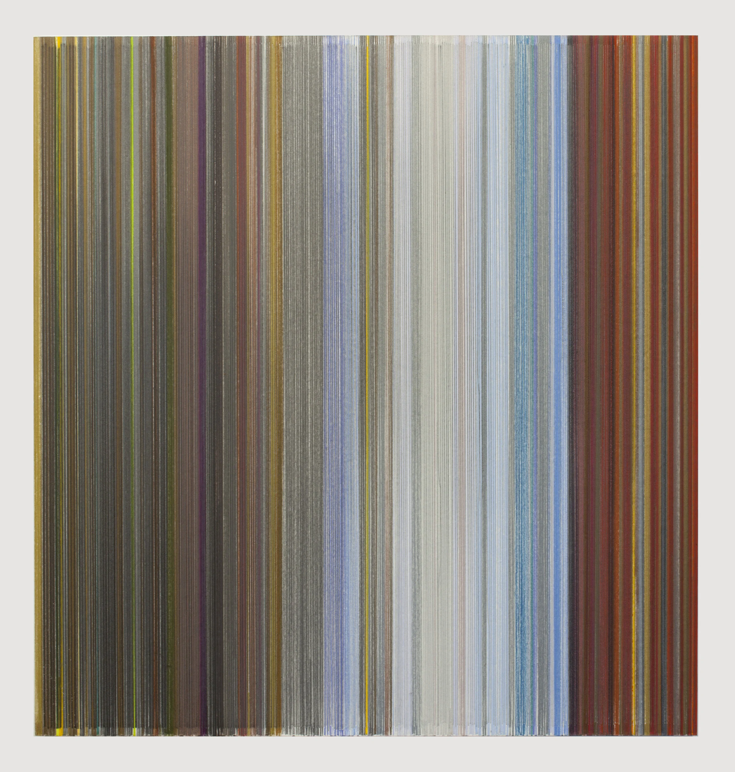 for the feet as for the eyes 2017 graphite and colored pencil on mat board 18 by 19 inches title from words of Friedrich Nietzsche, April 1888