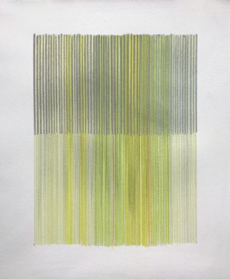 Anne Lindberg - untitled 180326 , graphite and colored pencil on cotton paper, 10 by 12 inches