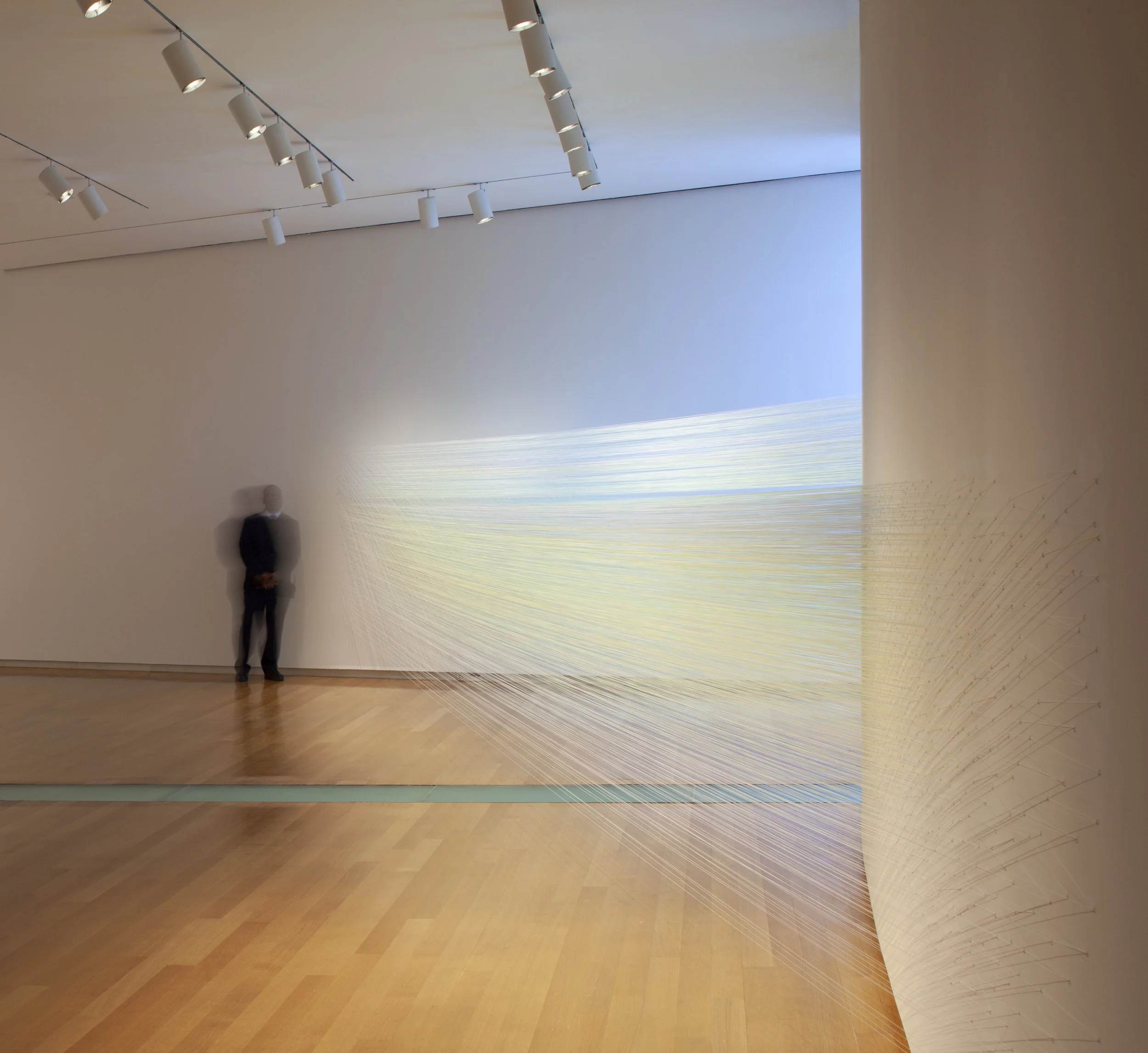 the eye’s level 2018 cotton thread and staples 5 by 56 by 18 feet photograph by Derek Porter