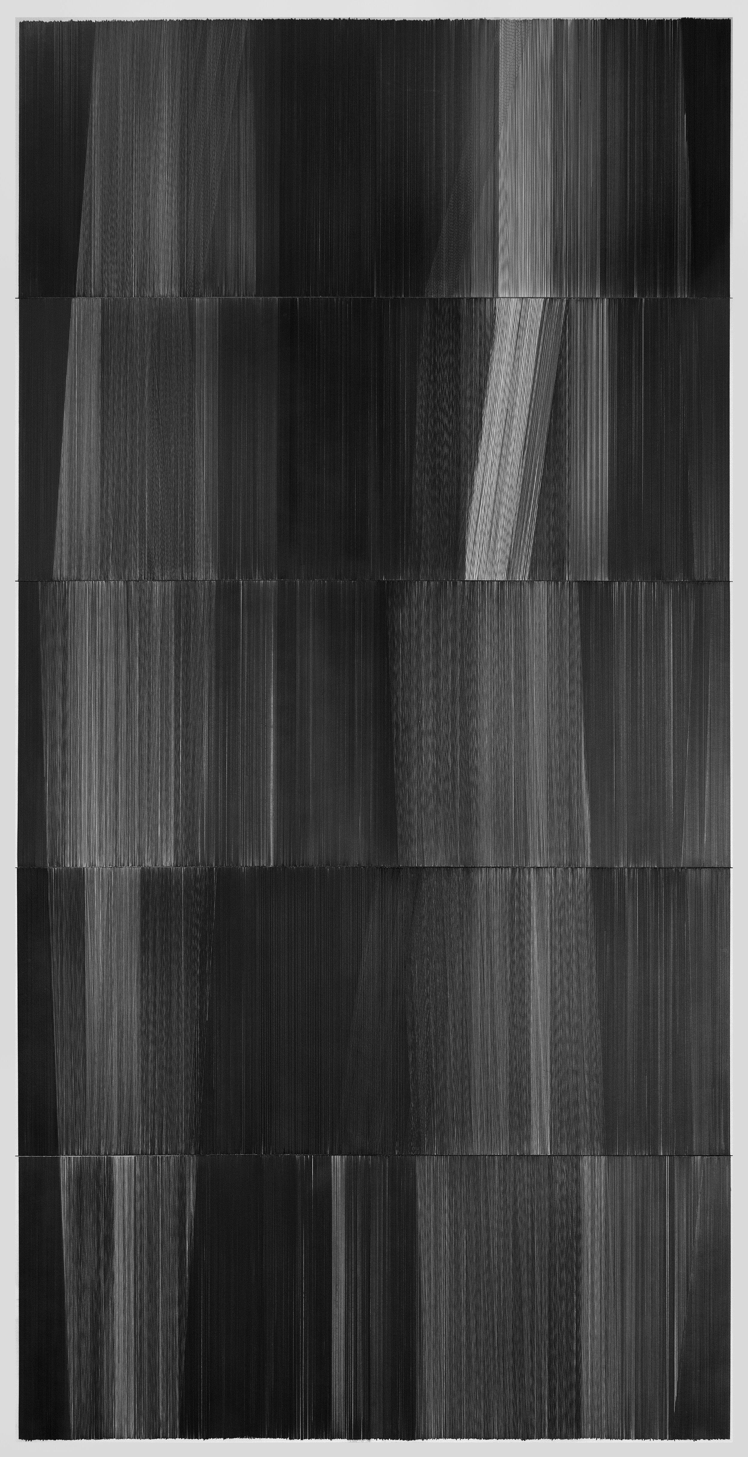    field drawing 03   2016 graphite on mat board, integrated wood frame 120 x 60 x 3 inches 