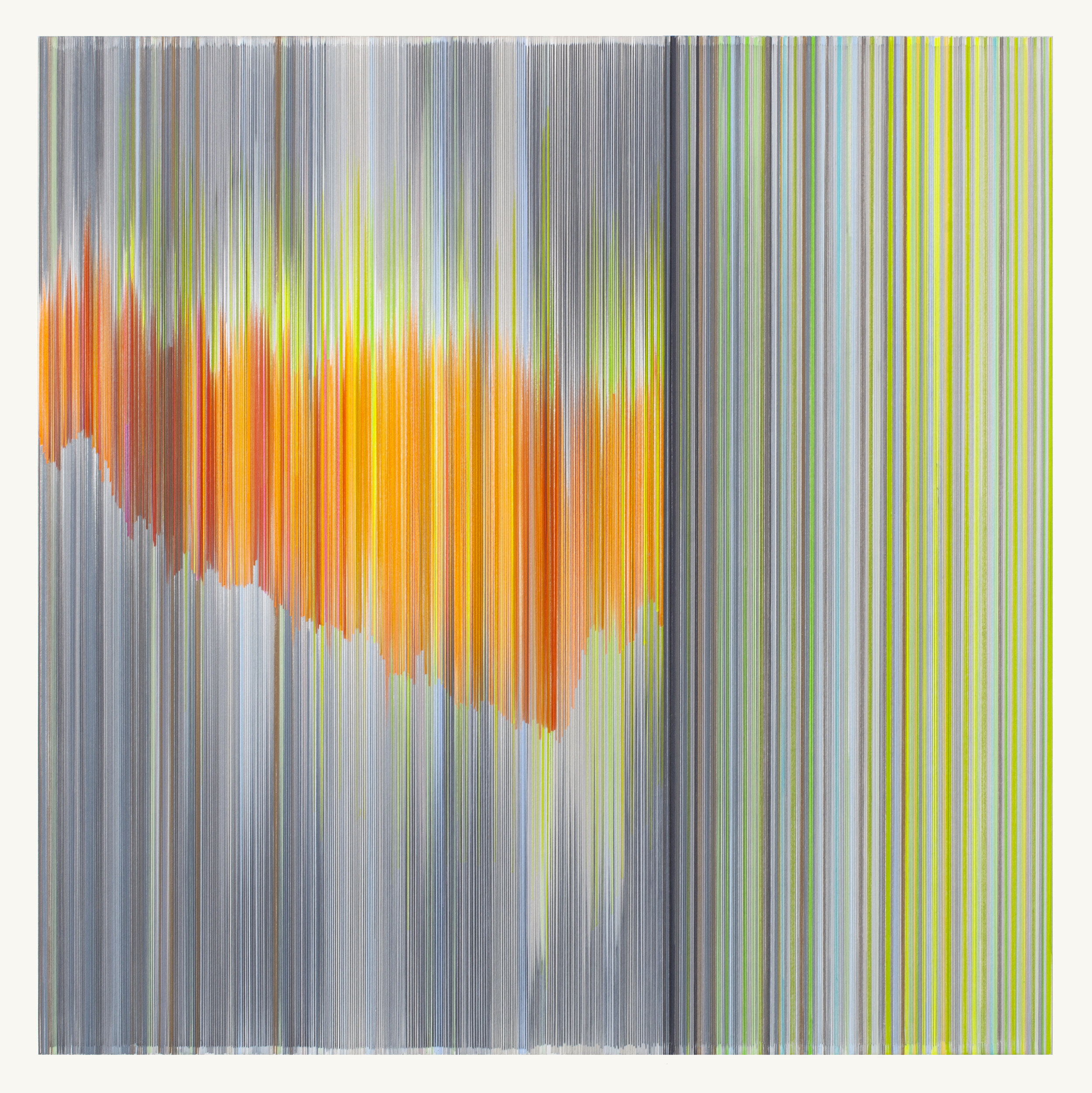    flash: across   2020 graphite and colored pencil on mat board 30 x 30 inches 