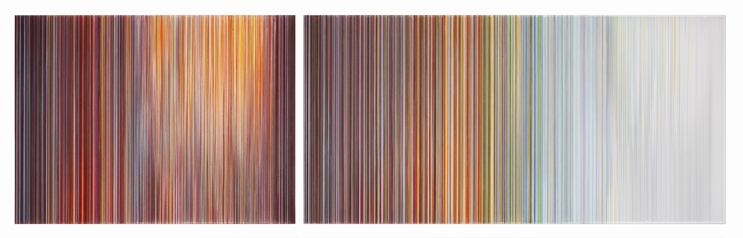    cycles of seeing 02   2020 graphite and colored pencil on mat board 34 by 116 inches in two panels 