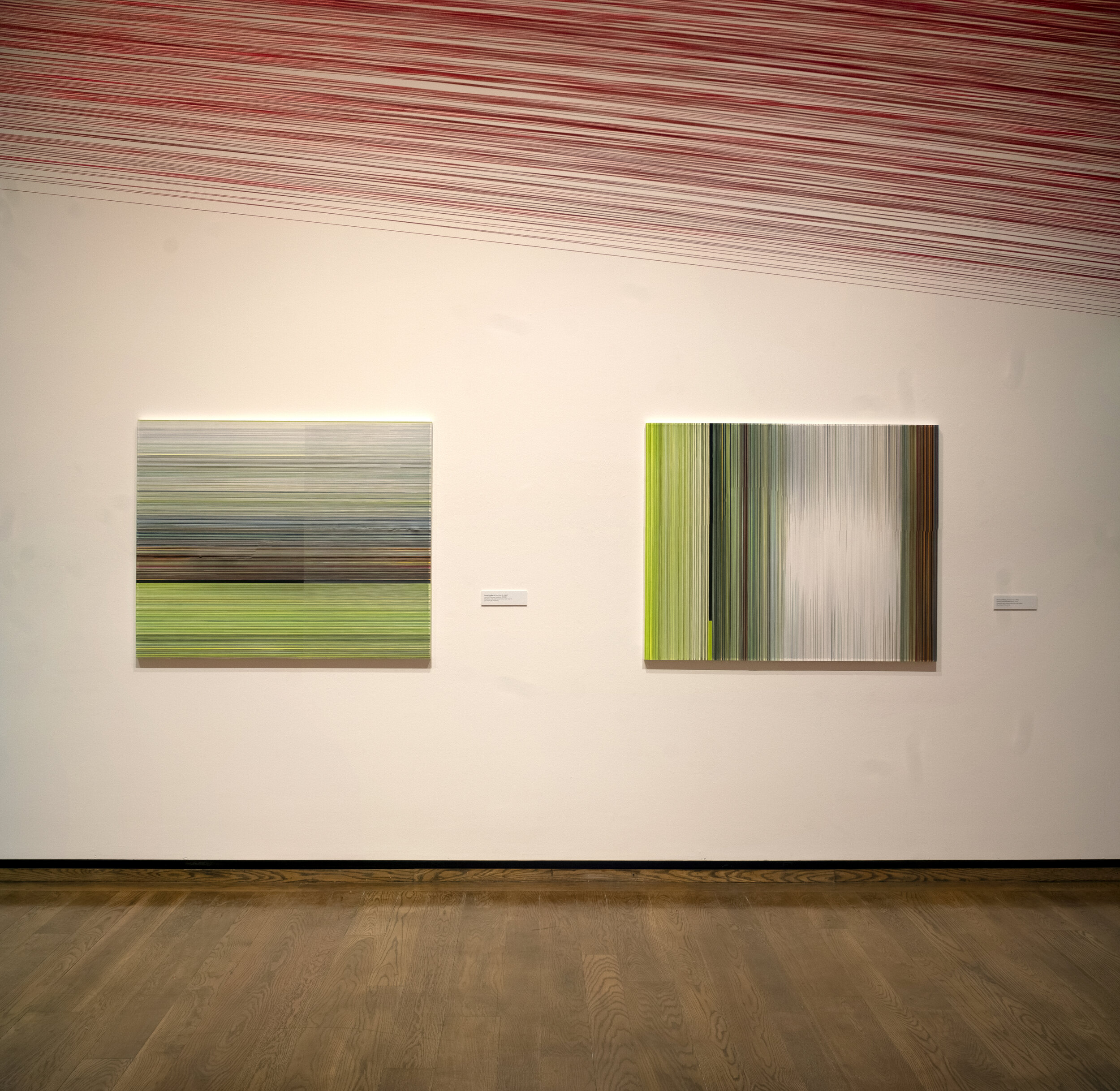  installation view with drawings   roots of how we measure 10   2022 graphite and colored pencil on mat board Collection of Everson Museum of Art, Syracuse, New York    roots of how we measure 11   2022 graphite and colored pencil on mat board Collec