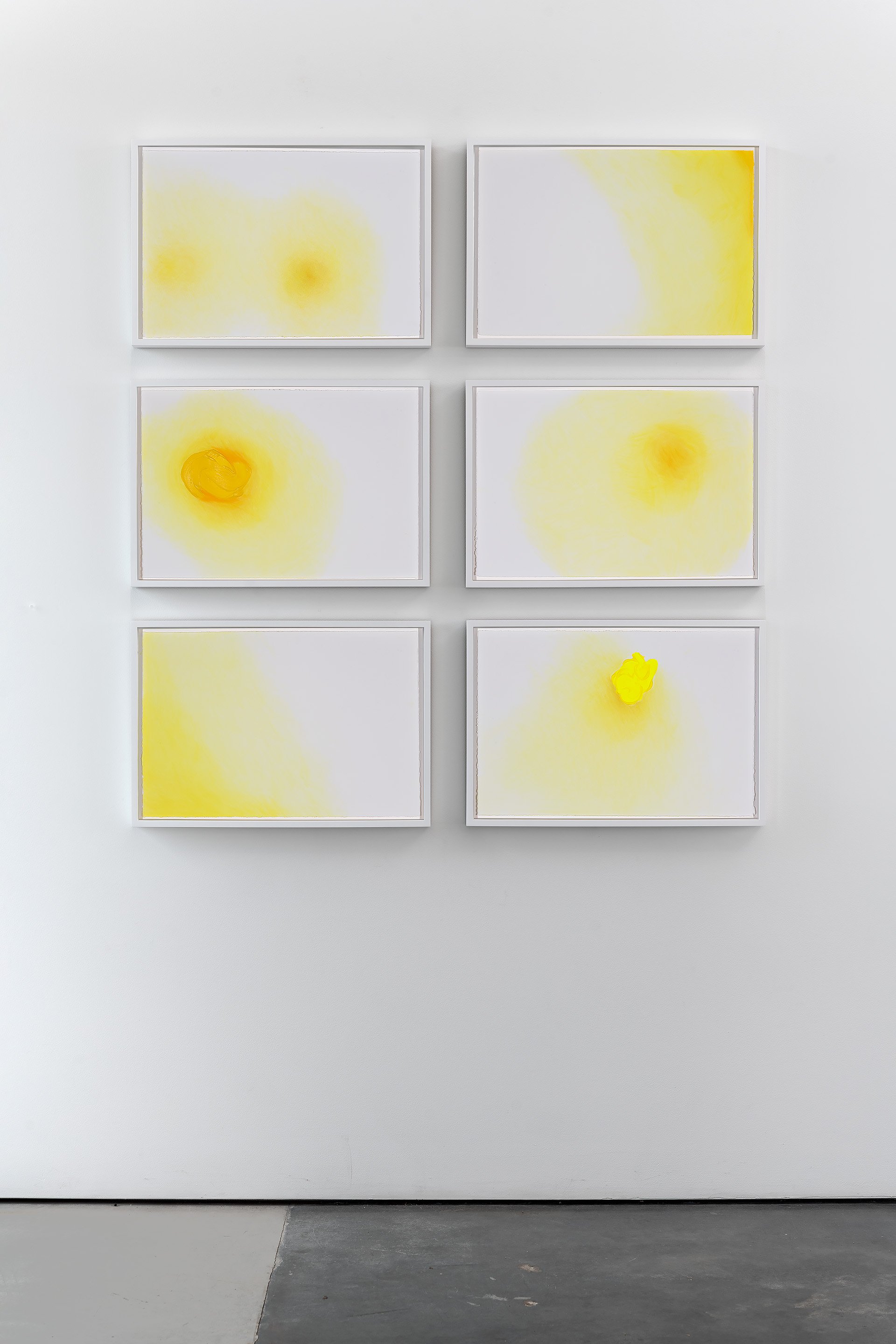    fog / sun # 1-6   2021 pastel and acrylic on cotton rag paper 15 x 22 inches each 