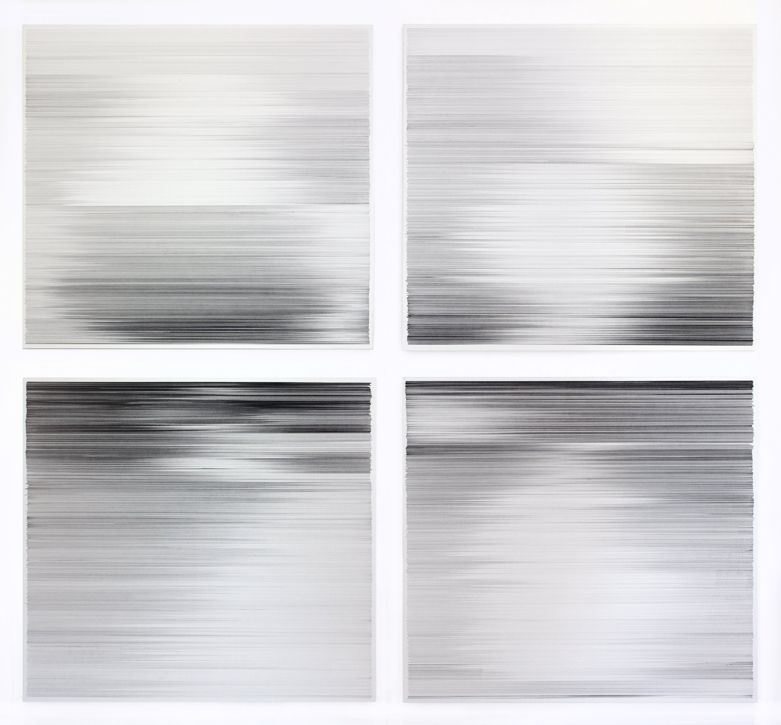    indistinguishable   2023 graphite on mat board 58 x 50 inches (in four panels) 
