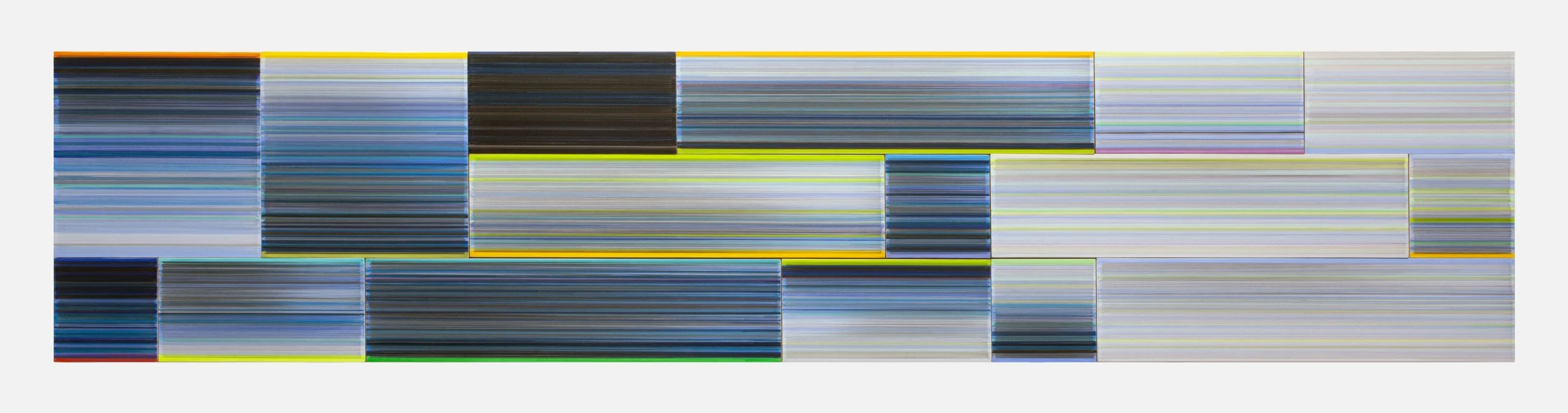    days / now   2026 graphite and colored pencil non mat board 18 × 84 inches (16 panels) 
