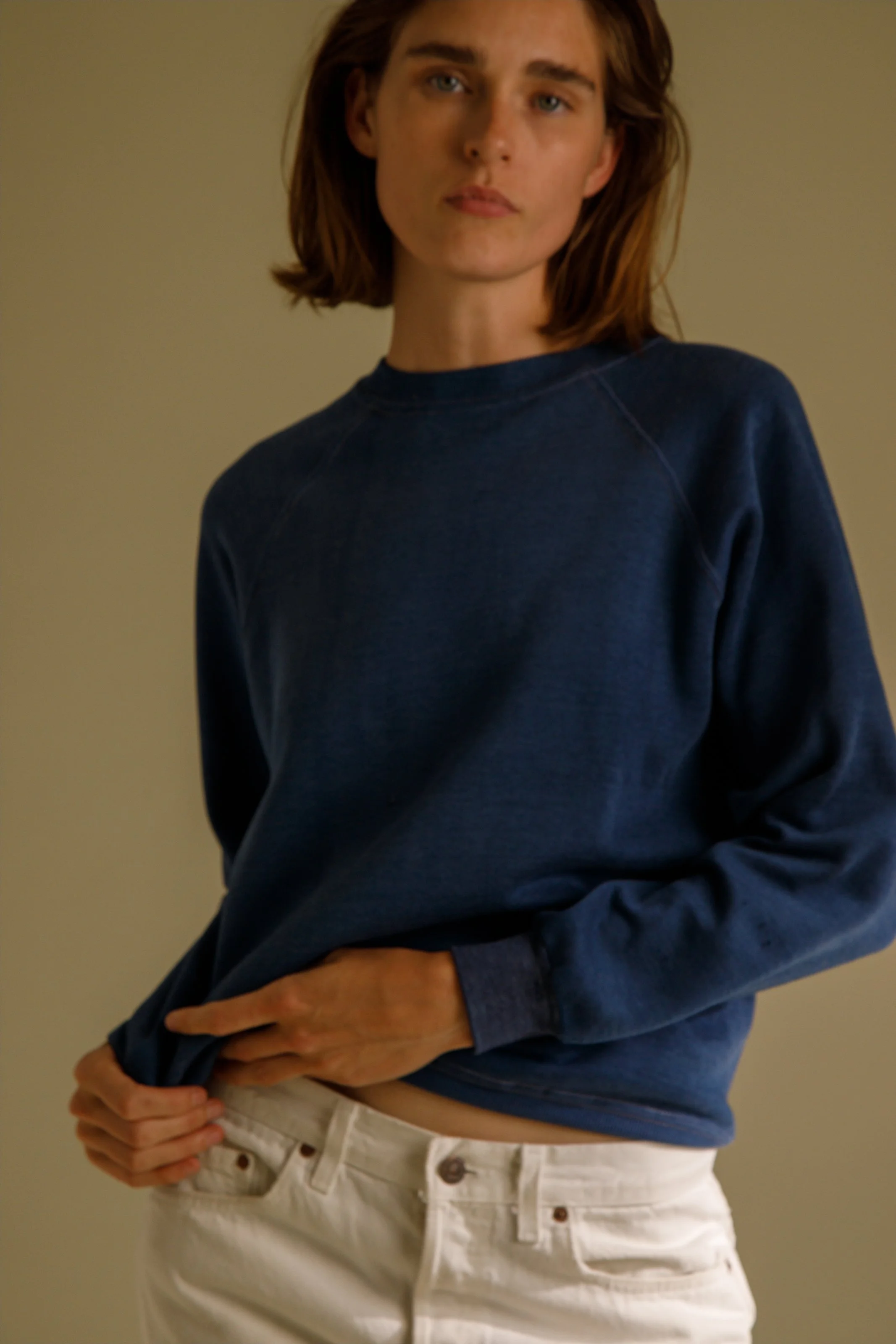 blue sweatshirt