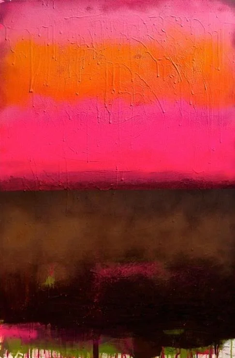 "Pink over Brown" 24"x36" Acrylic, Enamel,Ink on canvas 2012