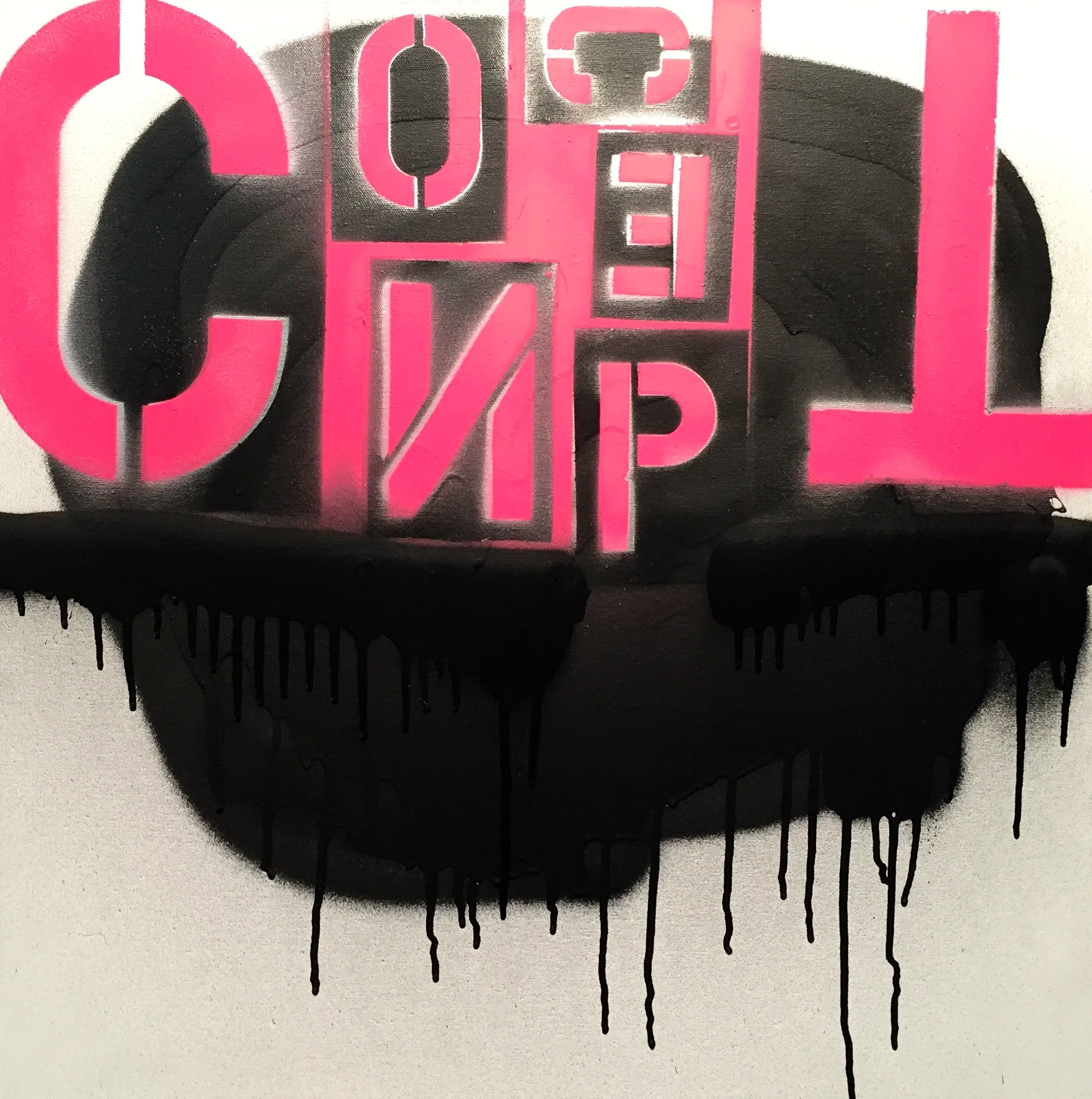 "Carolyn says I need a concept" 24"x24" Acrylic Enamel Spray Paint on Canvas 2014 NOT AVAILABLE