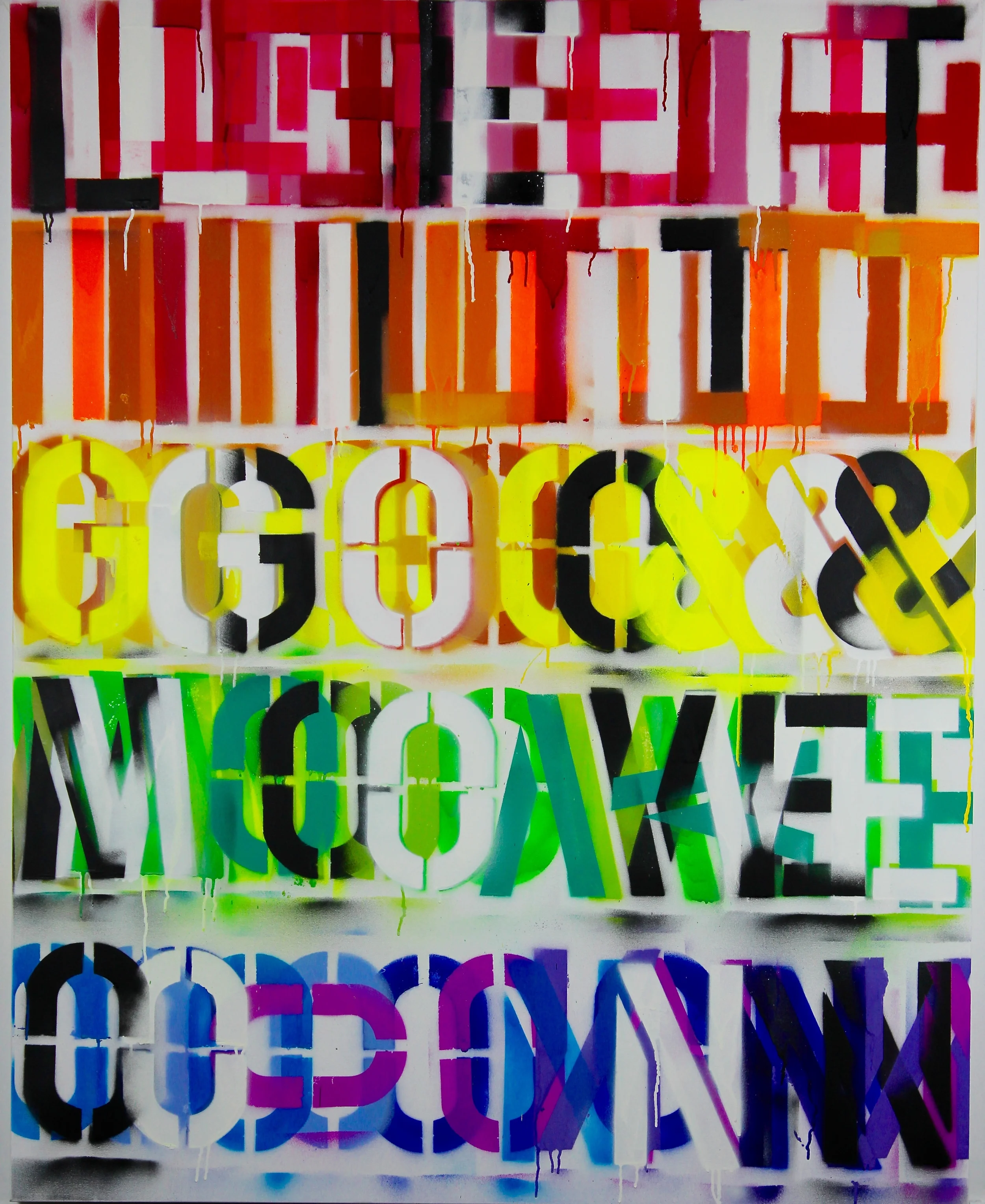 LET IT GO & MOVE ON 48X60X1.5 ACRYLIC ENAMEL ON CANVAS 2015 • SOLD