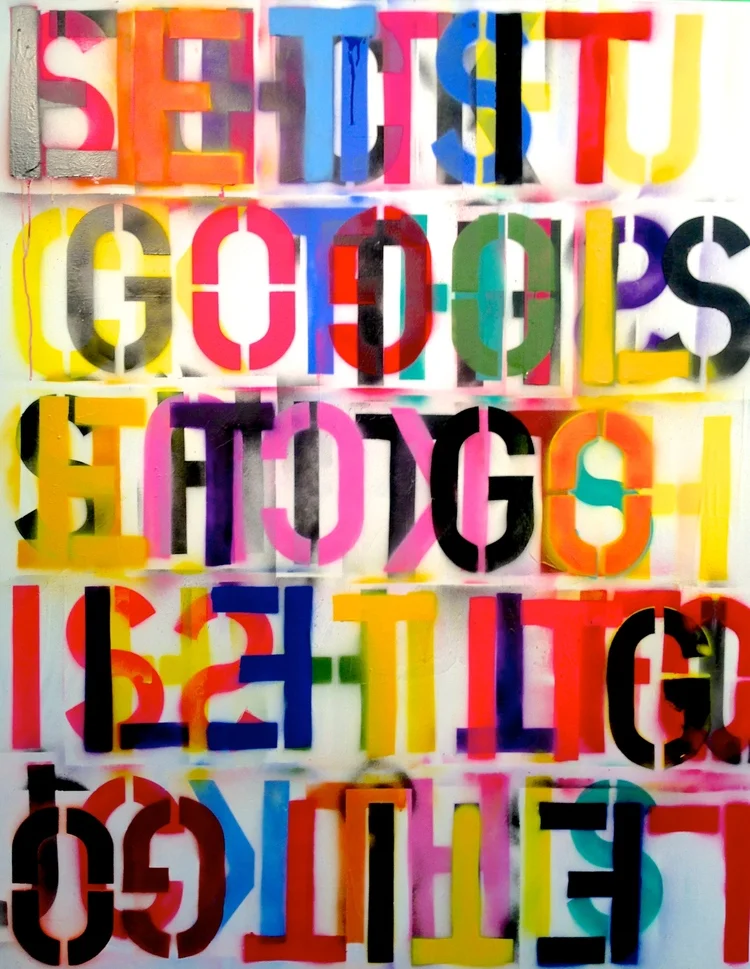 "LET IT GO • FUCK THIS SHIT" 48"X60"X1.5" ACRYLIC ON CANVAS 2014 • SOLD