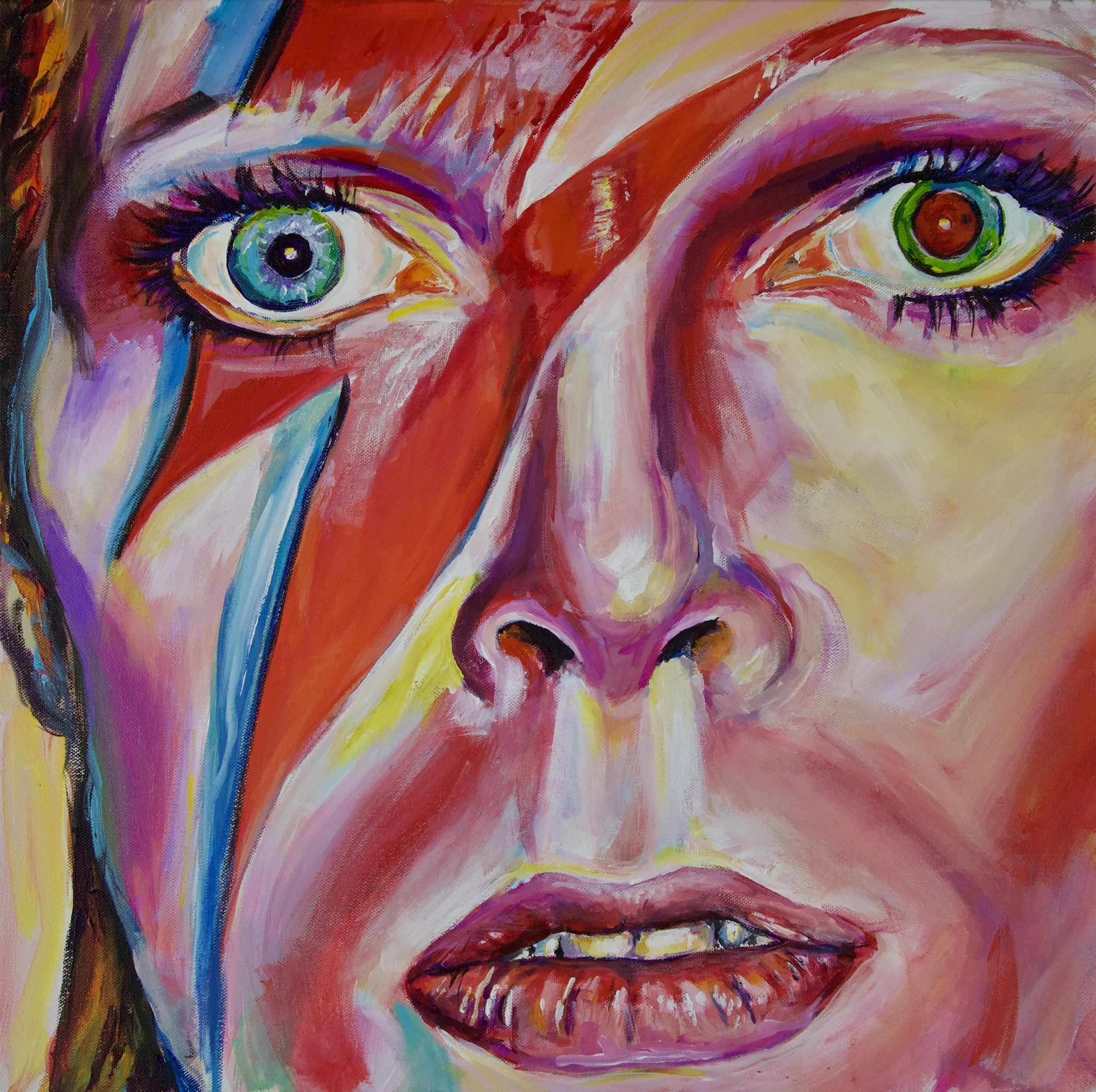 "DAVID BOWIE" 20"X20"1.5" ACRYLIC ON CANVAS 2017