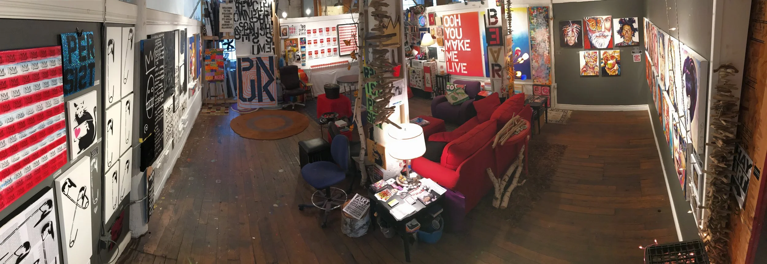 PANORAMIC OF STUDIO • GALLERY EXHIBITION • FRONT