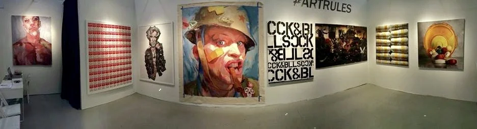 PANORAMIC OF BOOTH TOWARD THE END OF THE ART FAIR