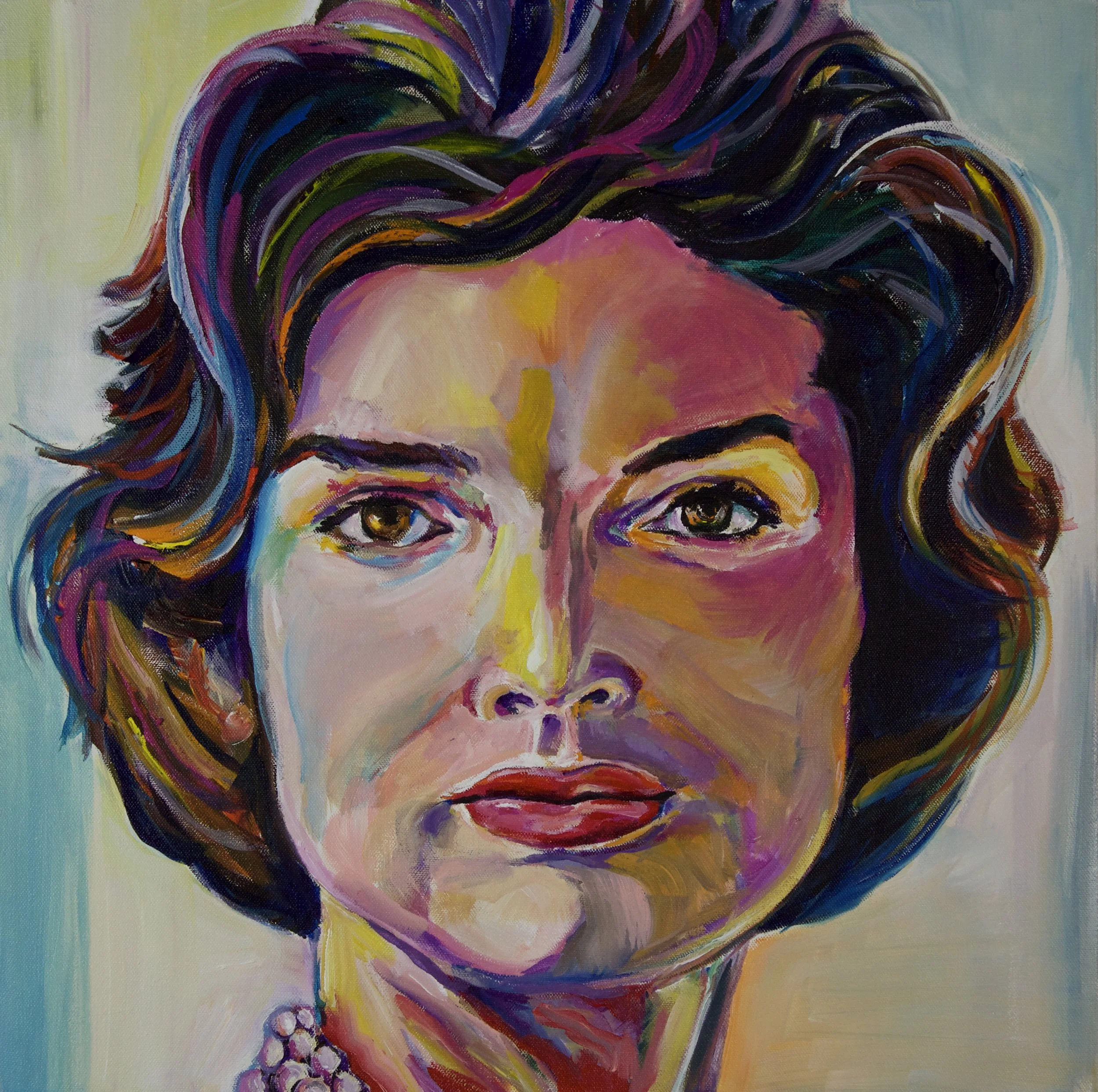 "JACKIE KENNEDY ONASSIS" 20"x20"x1.5 ACRYLIC ON CANVAS 2017