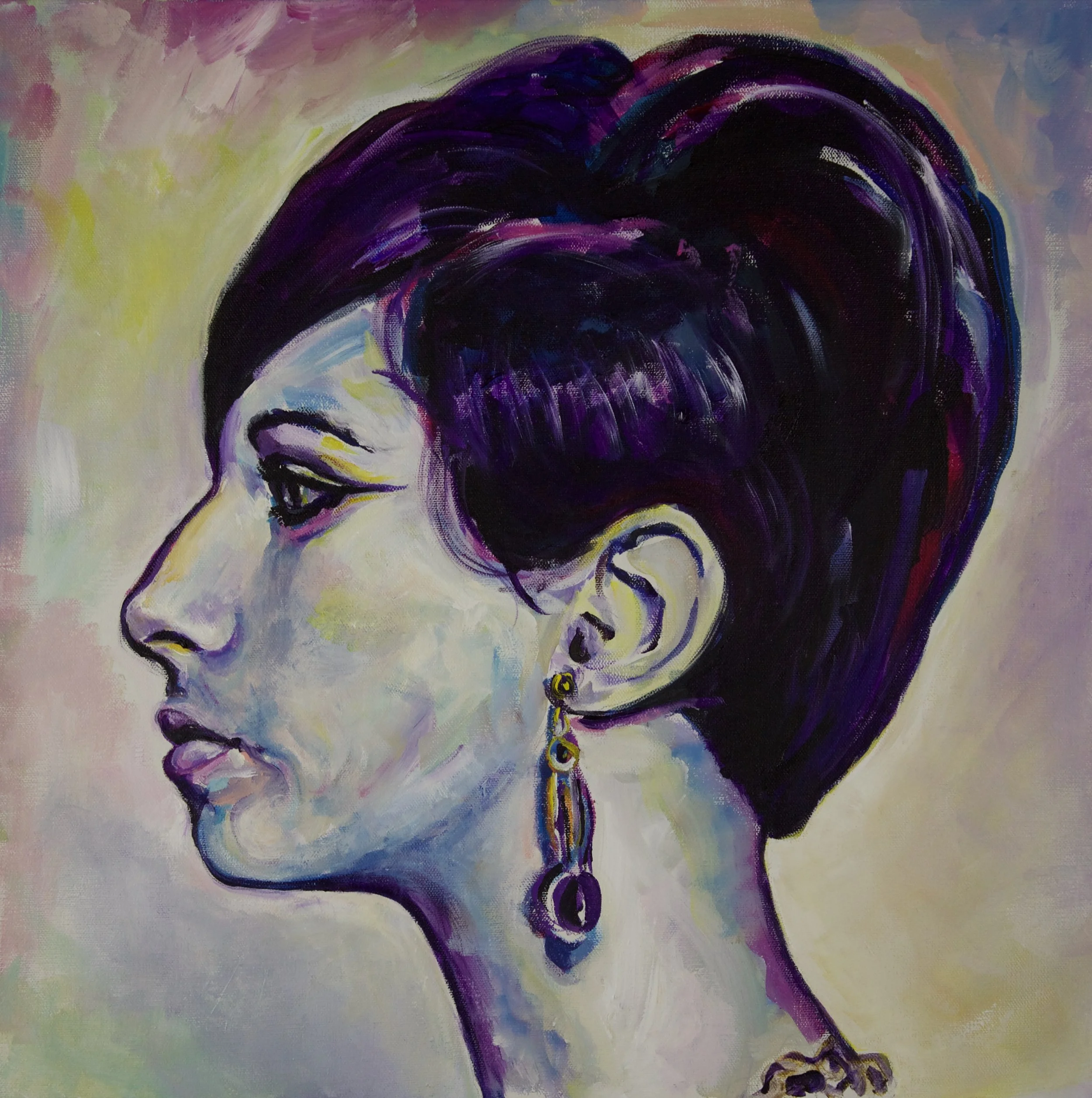 "BARBRA STRIESAND" 20"x20"x1.5 ACRYLIC ON CANVAS 2017