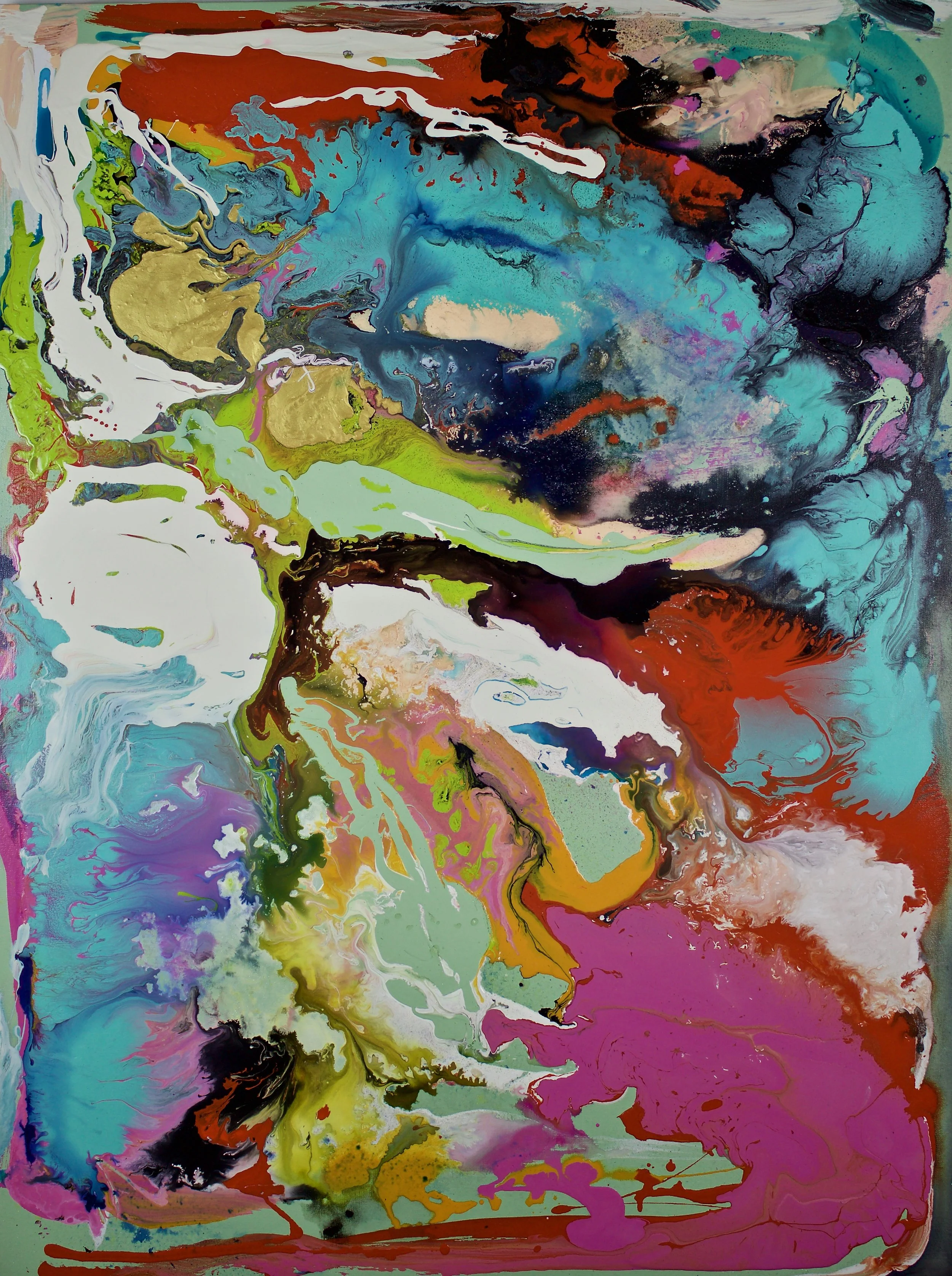 "ECSTATIC" 36'X48"X1.5" ACRYLIC ON CANVAS 2017 #FLOW
