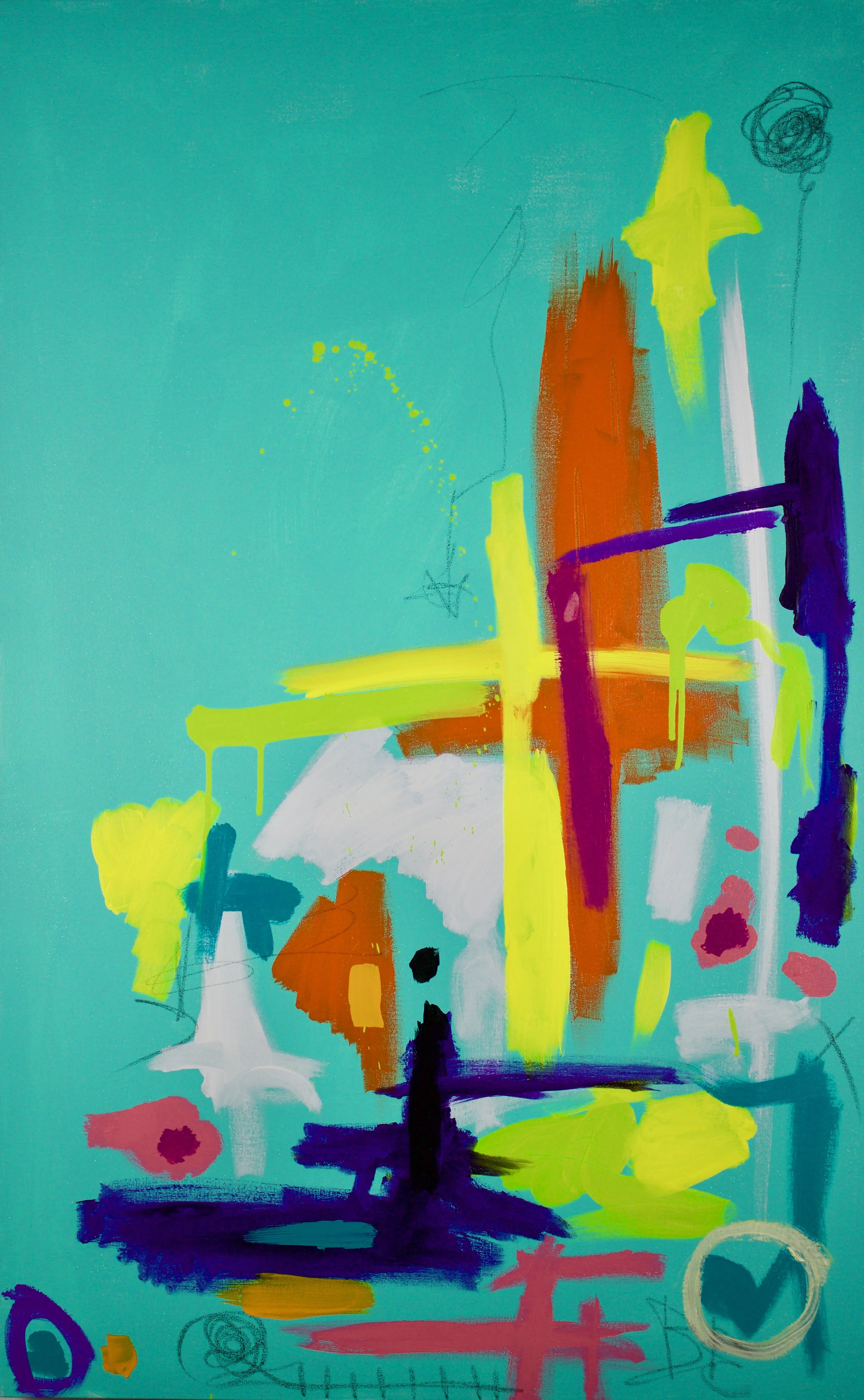 "POOL BOY" 30"X48"X1.5" ACRYLIC/MIX MEDIA 2017 #SUMMERDRINKSSERIES
