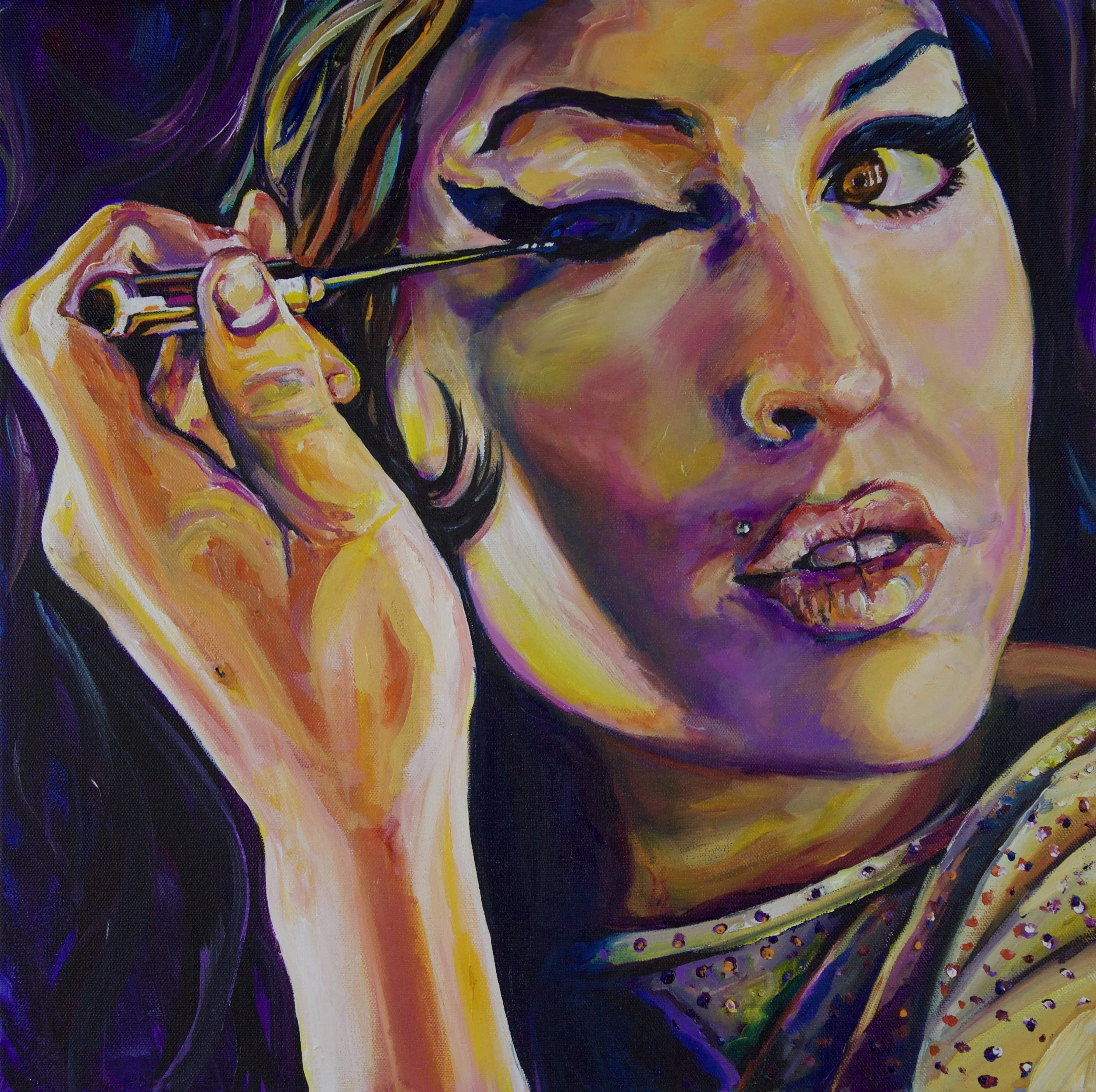 "AMY WINEHOUSE" 20"X20"1.5" ACRYLIC ON CANVAS 2017 #popportraits • $2700 HKD