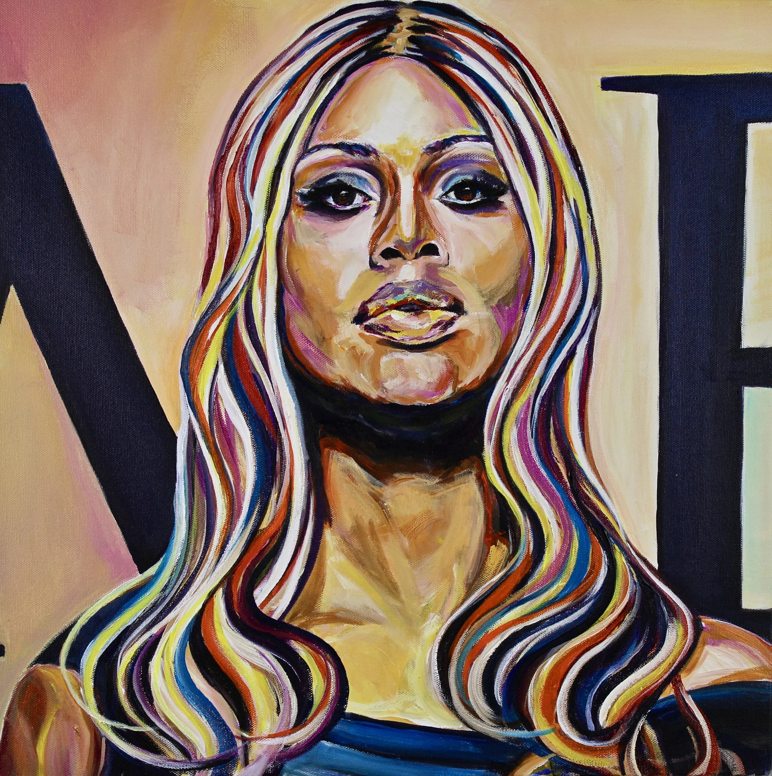 "LAVERNE COX" 20"X20"X1.5 ACRYLIC ON CANVAS 2018  #BLACKGURLMAGIC • $2700 HKD