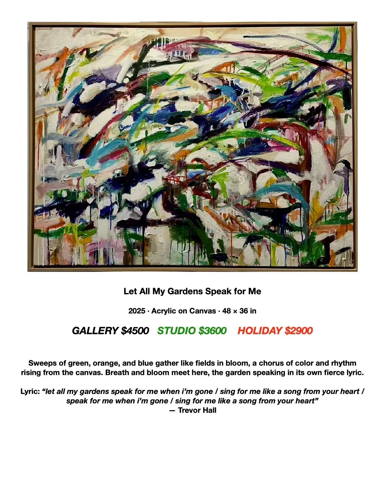 LET ALL MY GARDEN SPEAK FOR ME (FRAME INCLUDED)