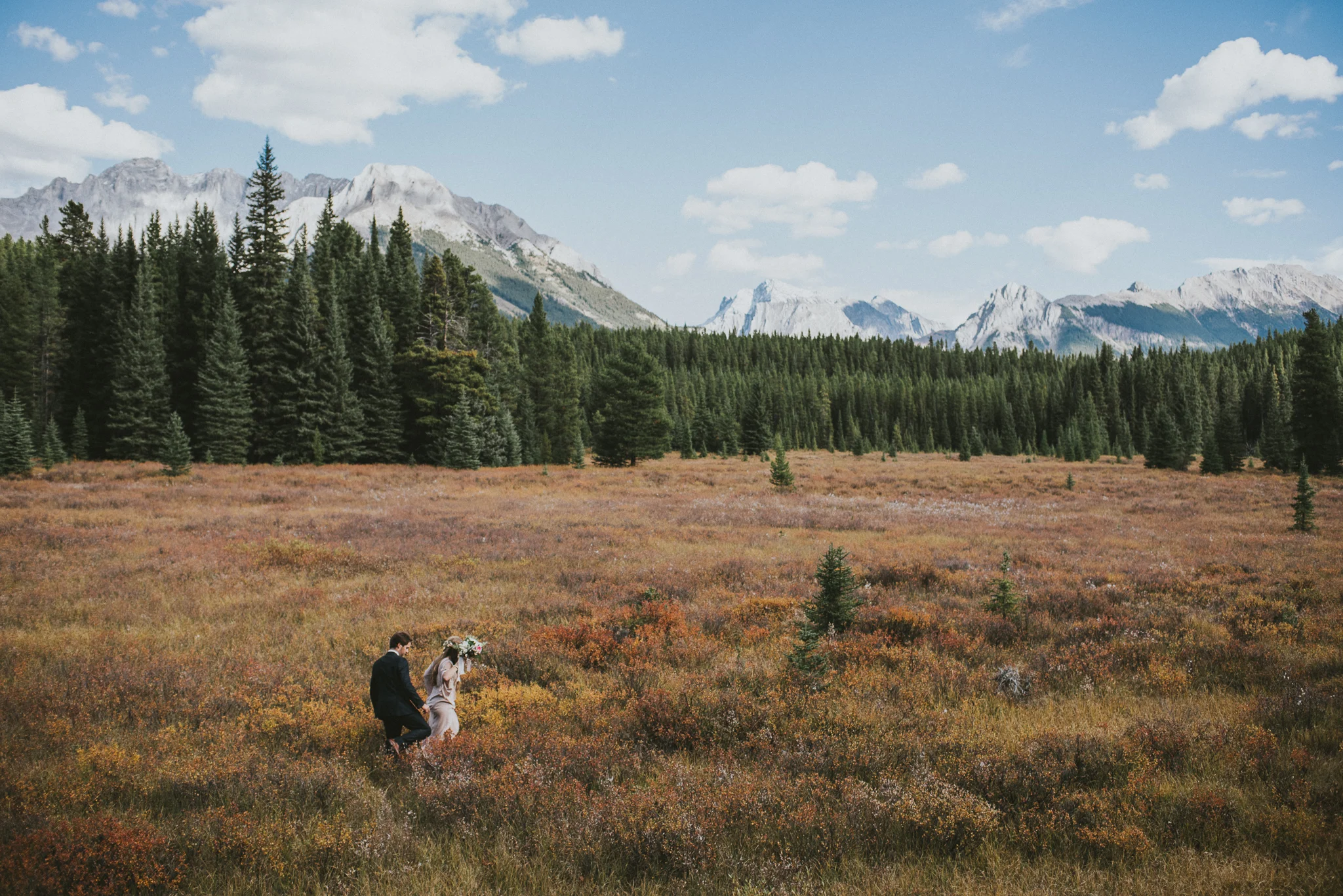 kananaskis field mountain couple elopement walk
