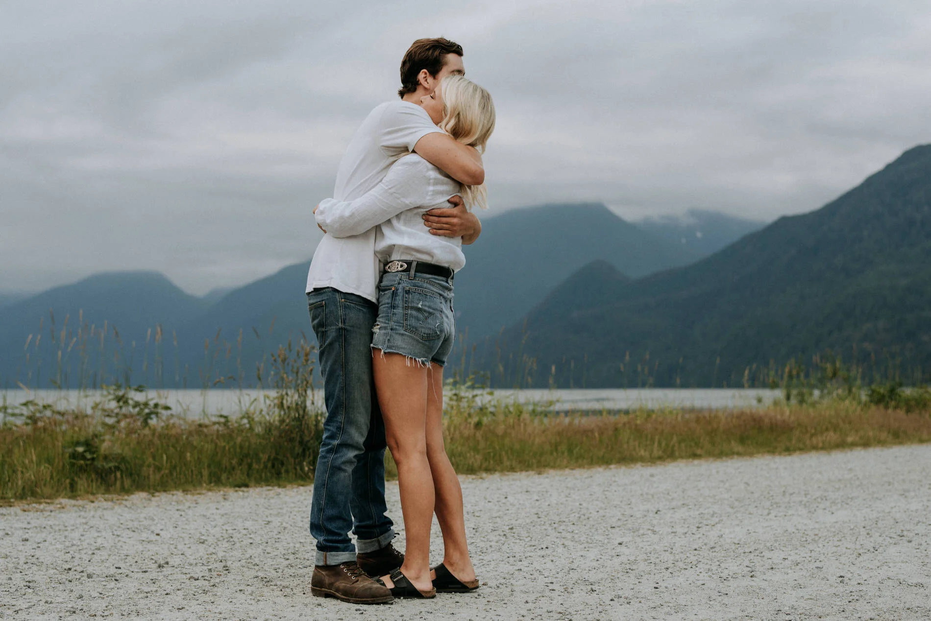hugging couple pitt lake