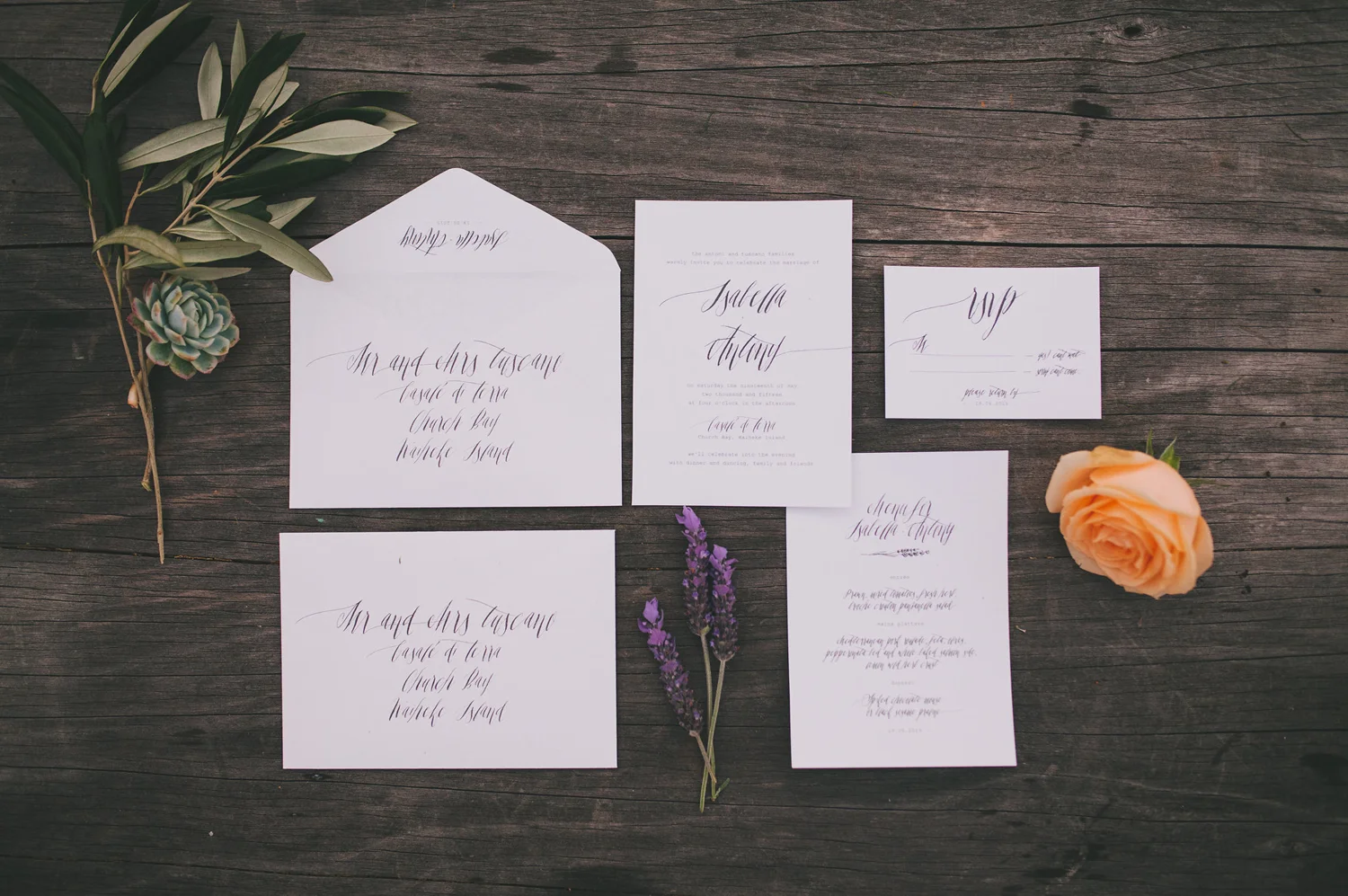 Tuscan sun wedding invitation design