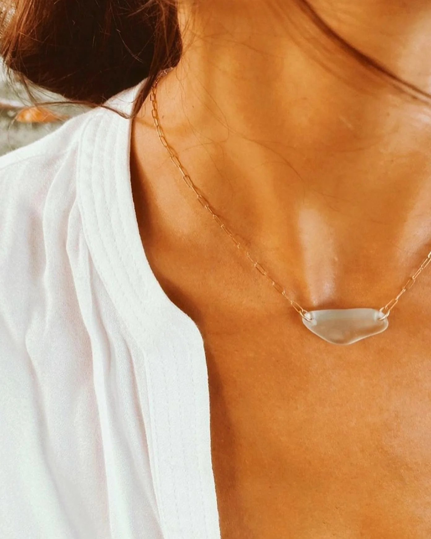 SEA GLASS BAR NECKLACE — SEA AND GLASS