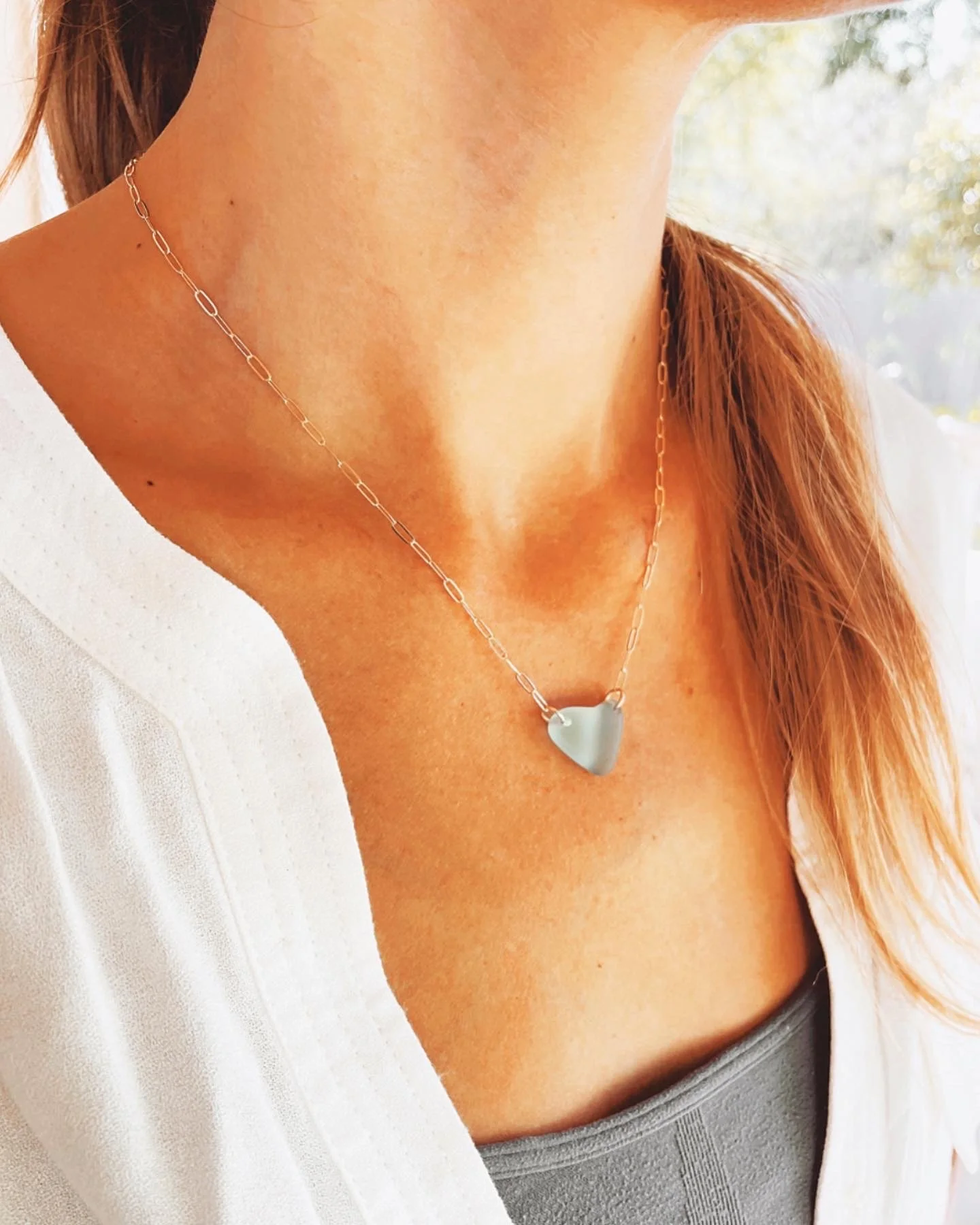 SEA GLASS BAR NECKLACE — SEA AND GLASS