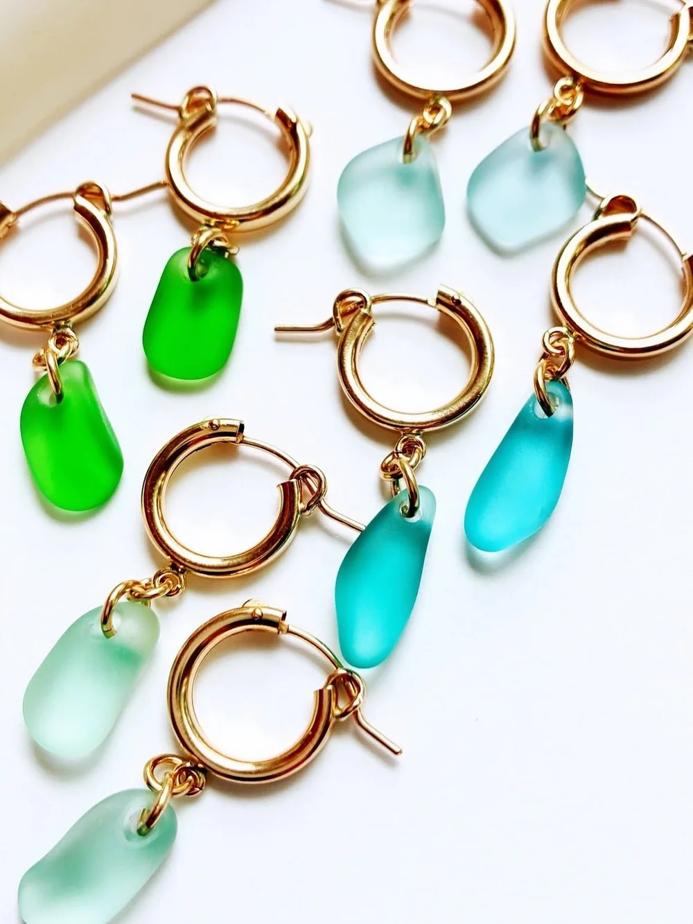 Sea Glass Huggie Hoops — SEA AND GLASS