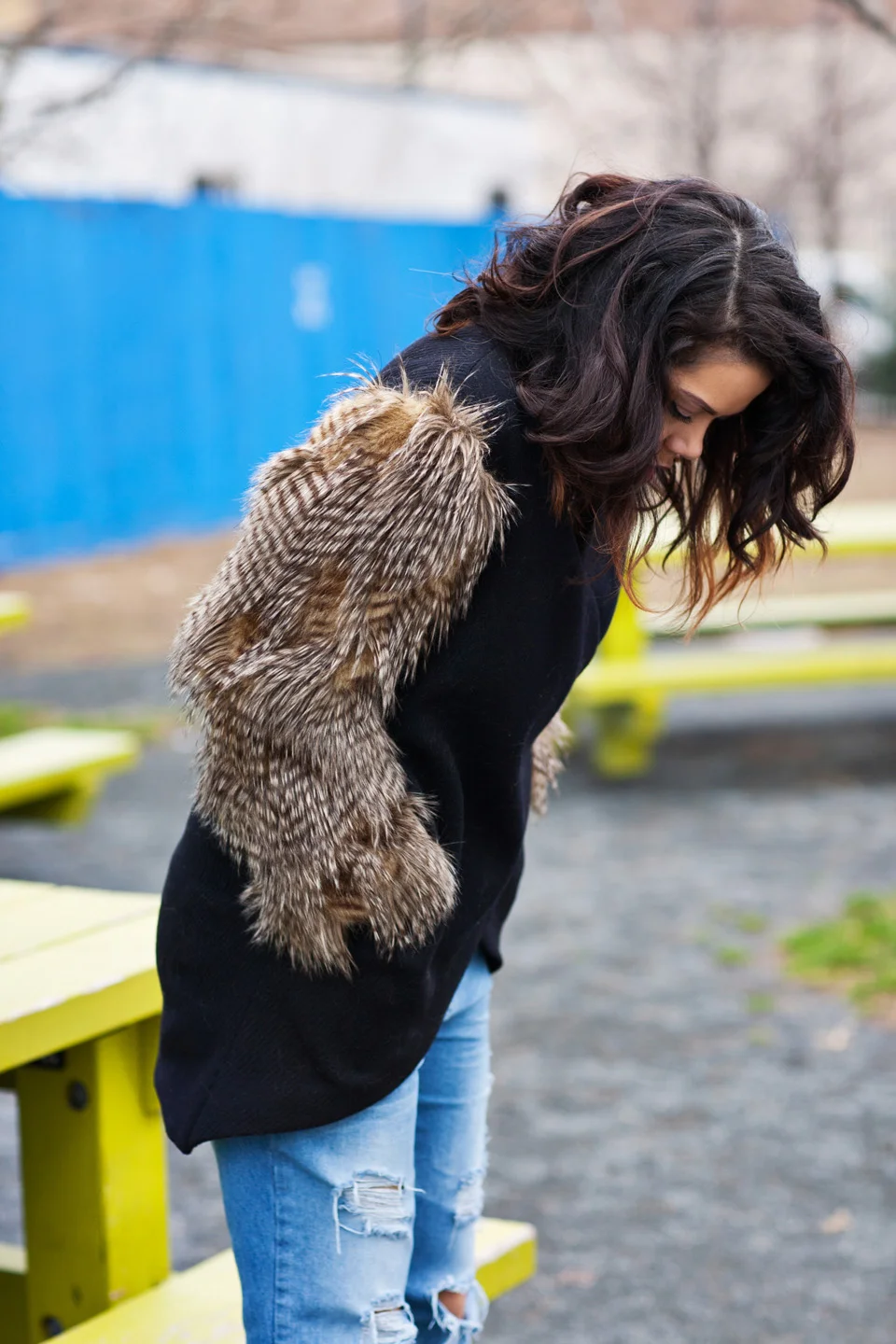 dana maxx, fur jacket, winter wardrobe, baggy jeans, zara, pointed ankle boots, foley and corinna, clutch, wine colored lipstick, new york, fashion blogger, profresh style