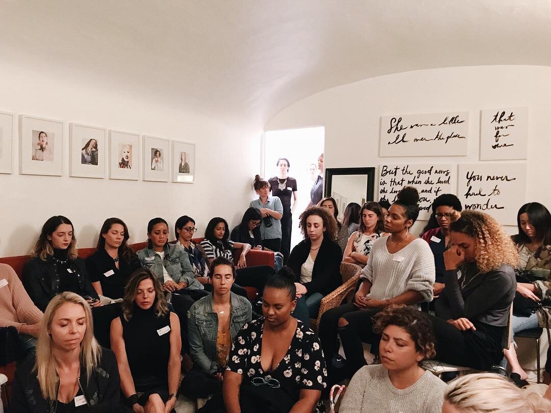 Last night, our founder @heyimchristinadee hosted over 30 women in her home with the brilliant women of @wequilt thanks to their community + platform. it was beautiful to see our communities merge together under the conversation of risk and vulnerabi