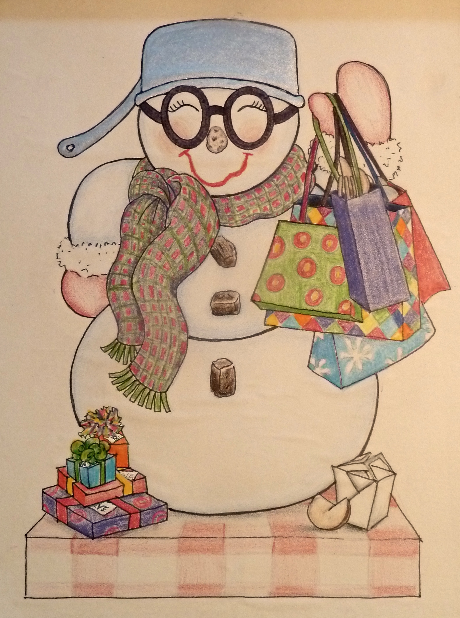 Original drawing of Sue's Snow Woman