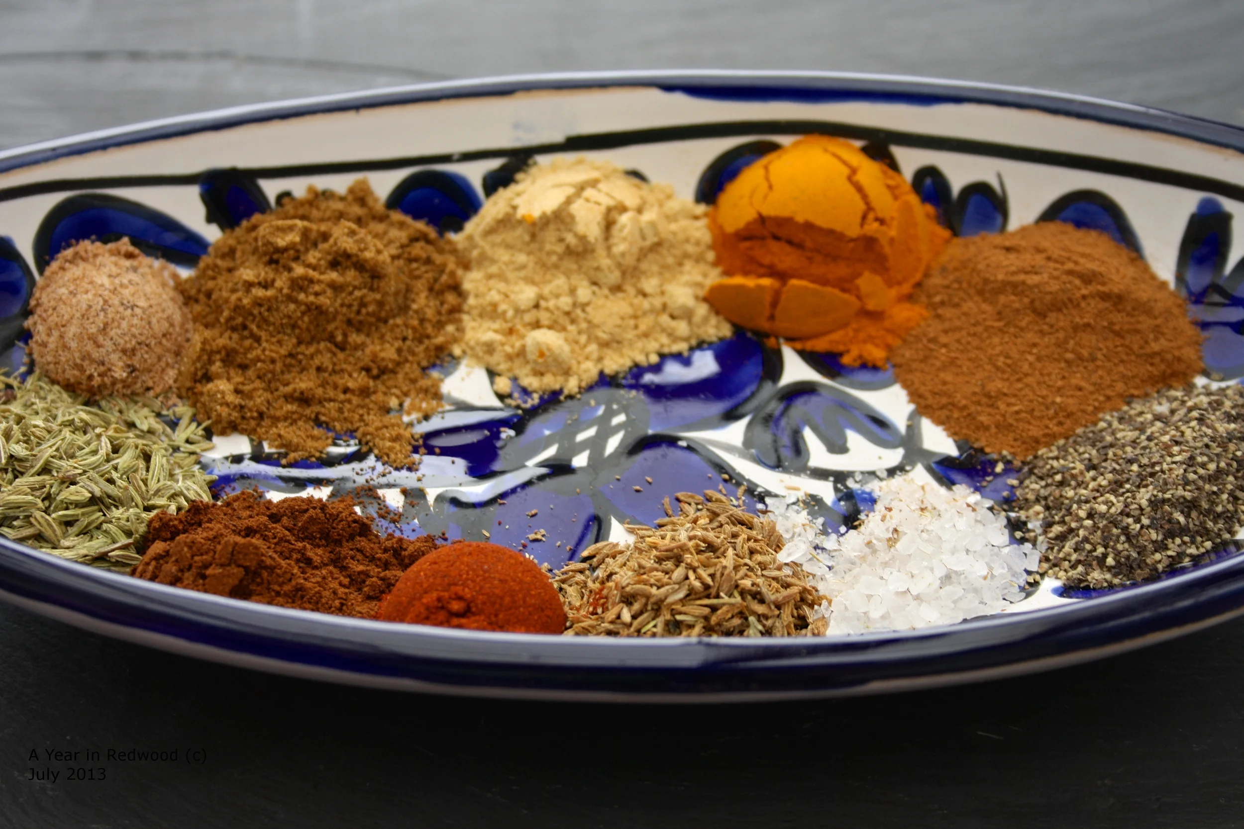 Ras El Hanout spice mix (From this website: http://ayearinredwood.com/2013/08/20/ras-el-hanout-top-of-the-house/ )