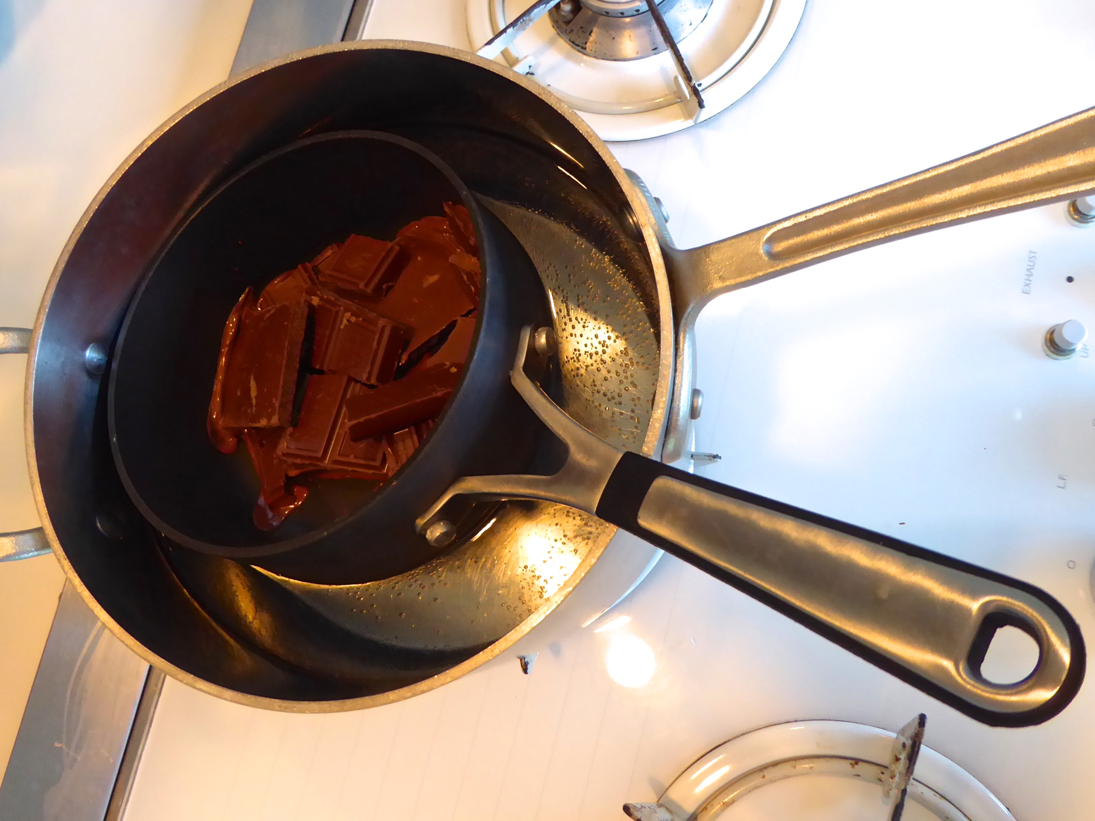 2 pans for heating chocolate