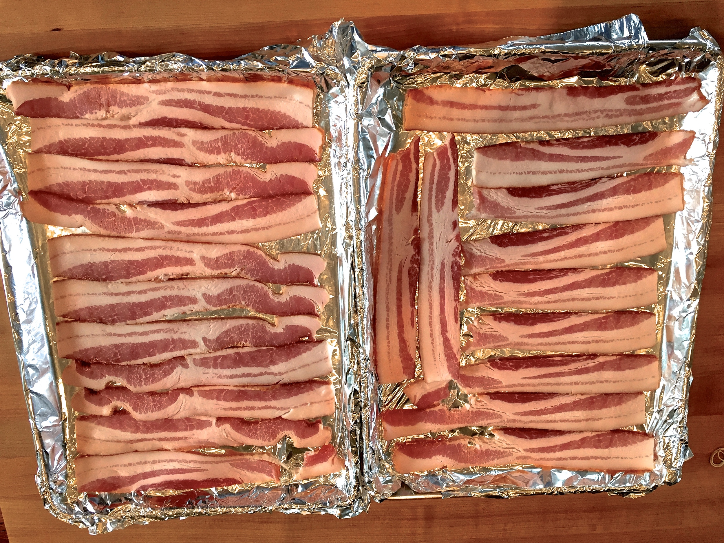 Lay out the bacon on foil