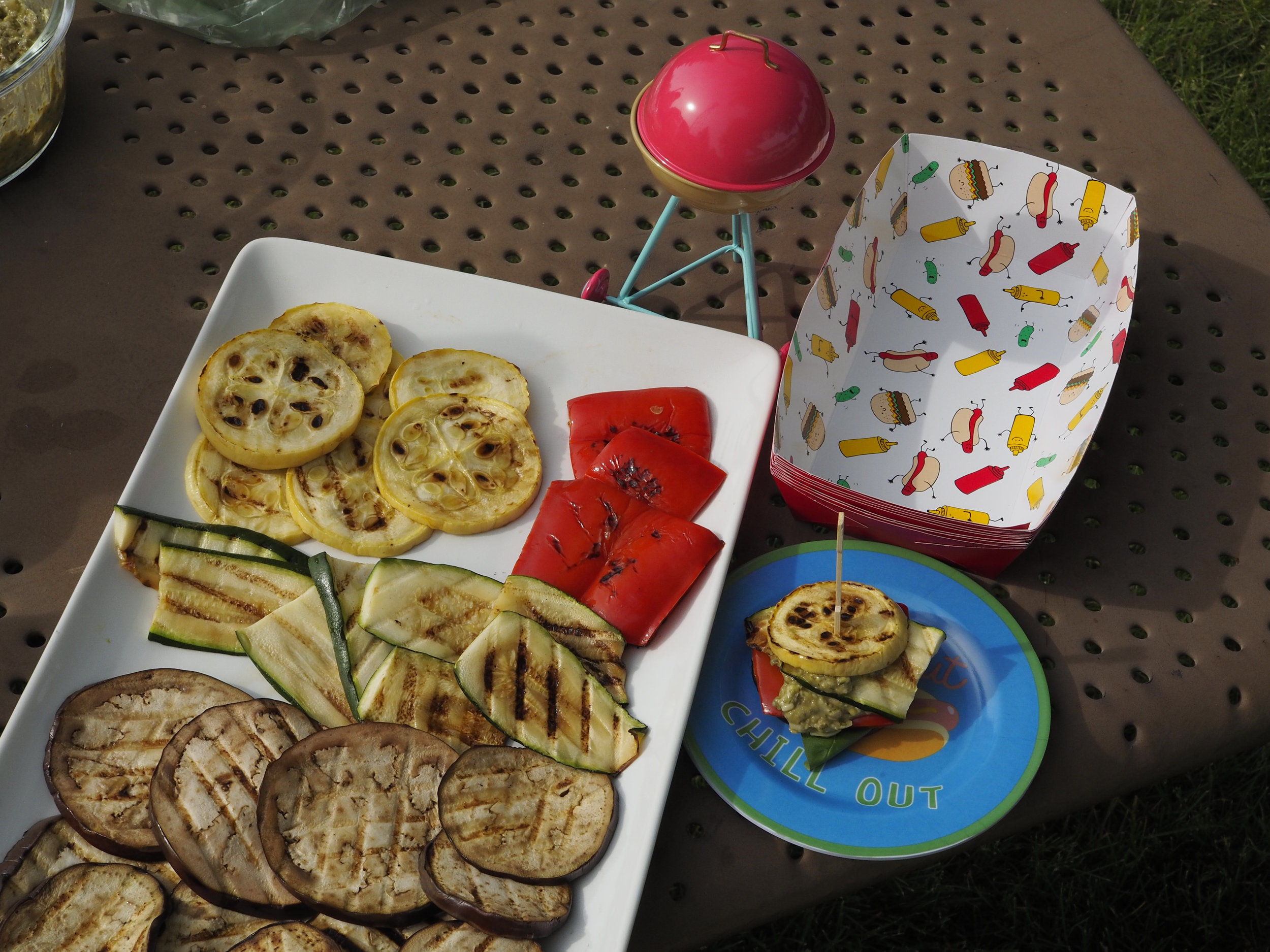 Grilled Veggie Stacks with White Bean Pesto