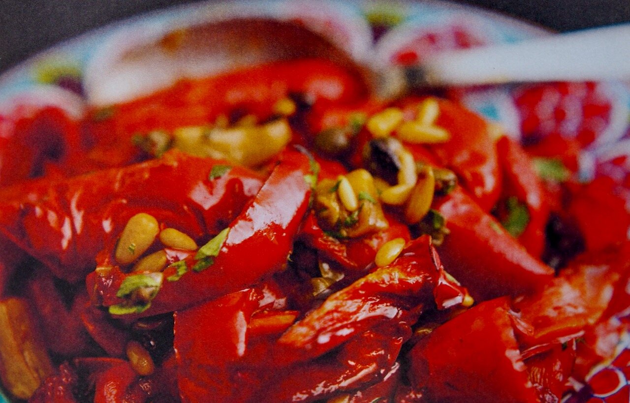 Peperoni con Pinoli e Capperi = Roasted Peppers, Pine Nuts and Capers