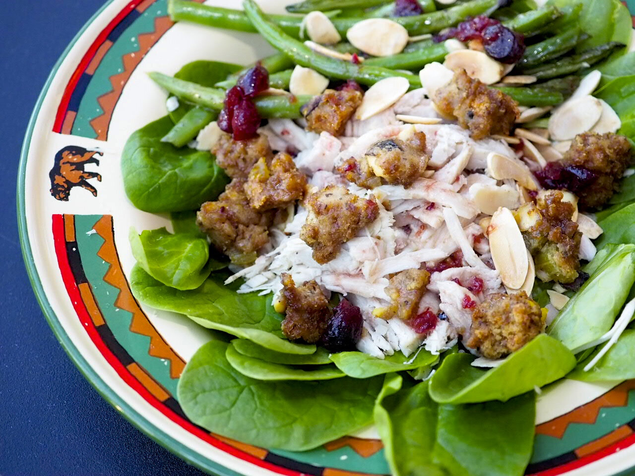  Healthy Thanksgiving Leftover Salad + Cranberry Sauce Dressing